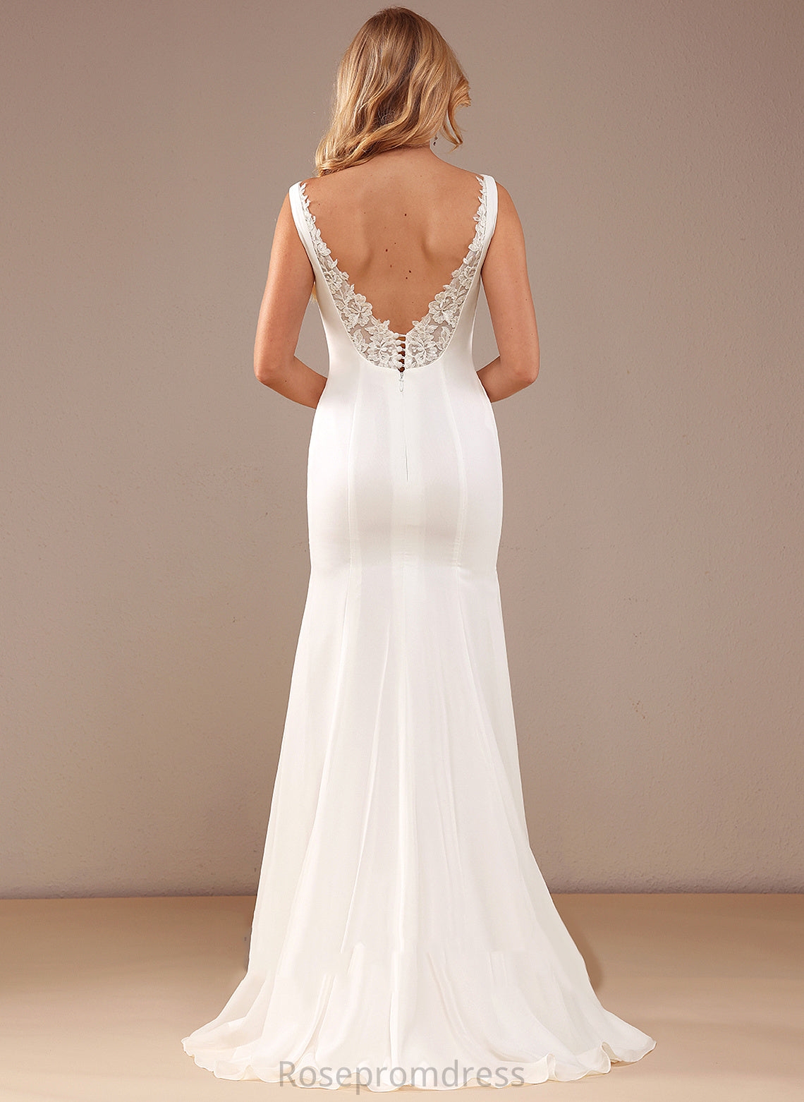 Wedding Dresses Sweep Wedding Neckline Dress With Monserrat Train Chiffon Lace Square Trumpet/Mermaid