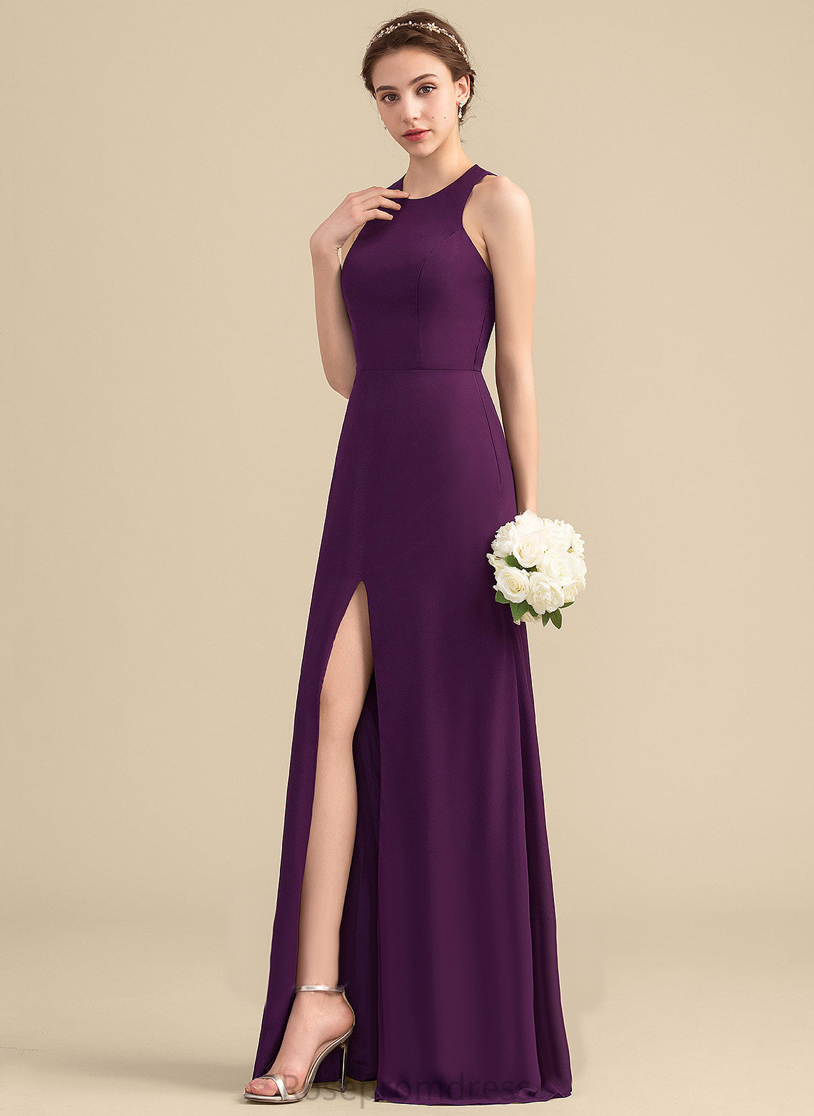 Straps&Sleeves A-line Scoop Length Silhouette Floor-Length Neckline Fabric Natalie Bridesmaid Dresses