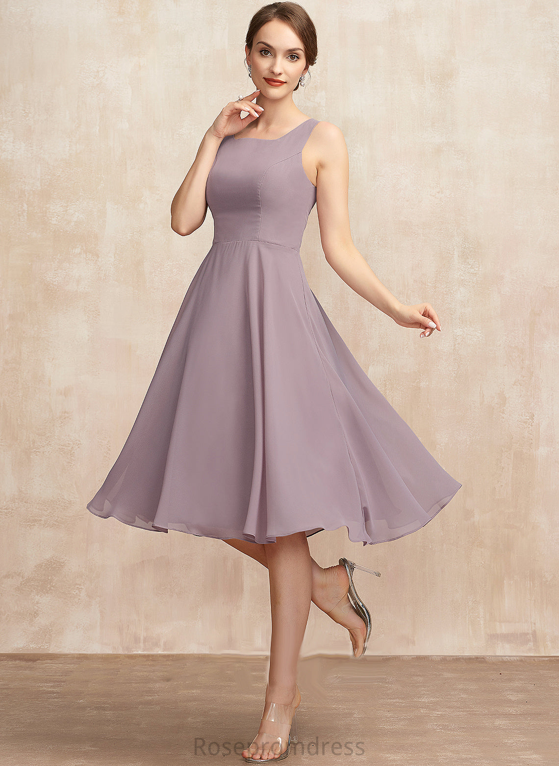 Neckline Mother of the Bride Dresses Chiffon Dress Genesis Mother of Bride Square A-Line Knee-Length the