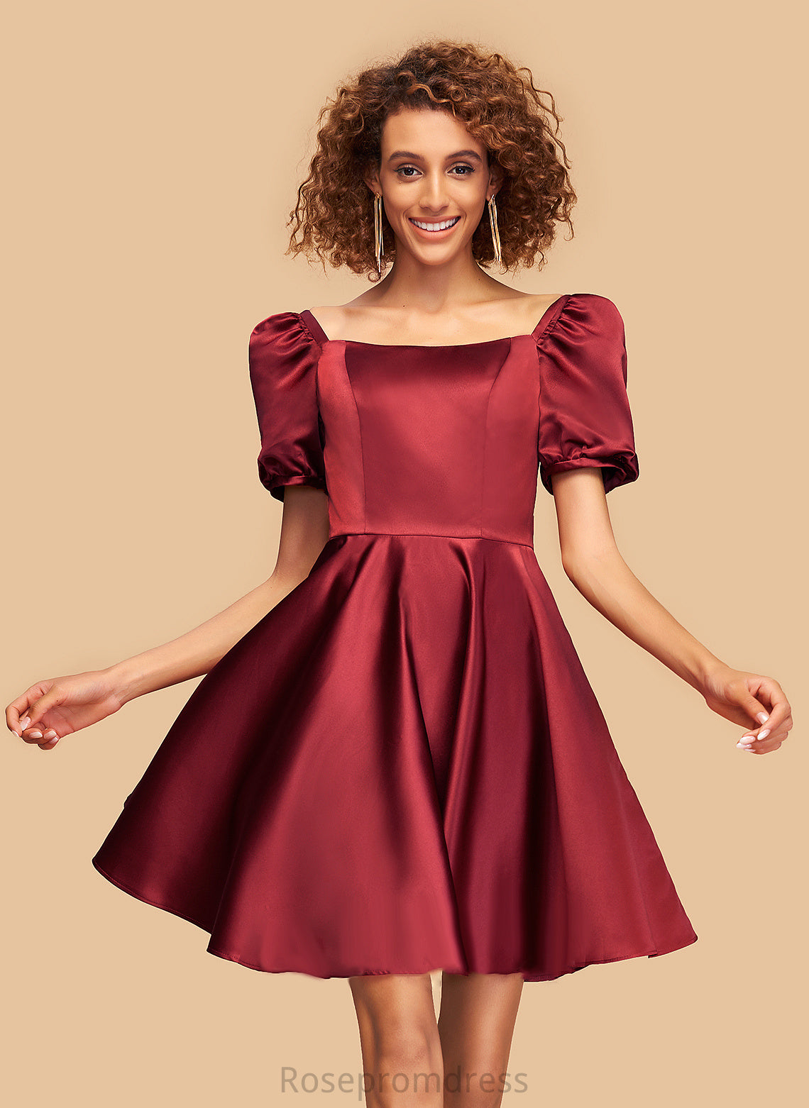 Short/Mini Maribel Dress Homecoming Dresses Homecoming Neckline Satin Square A-Line