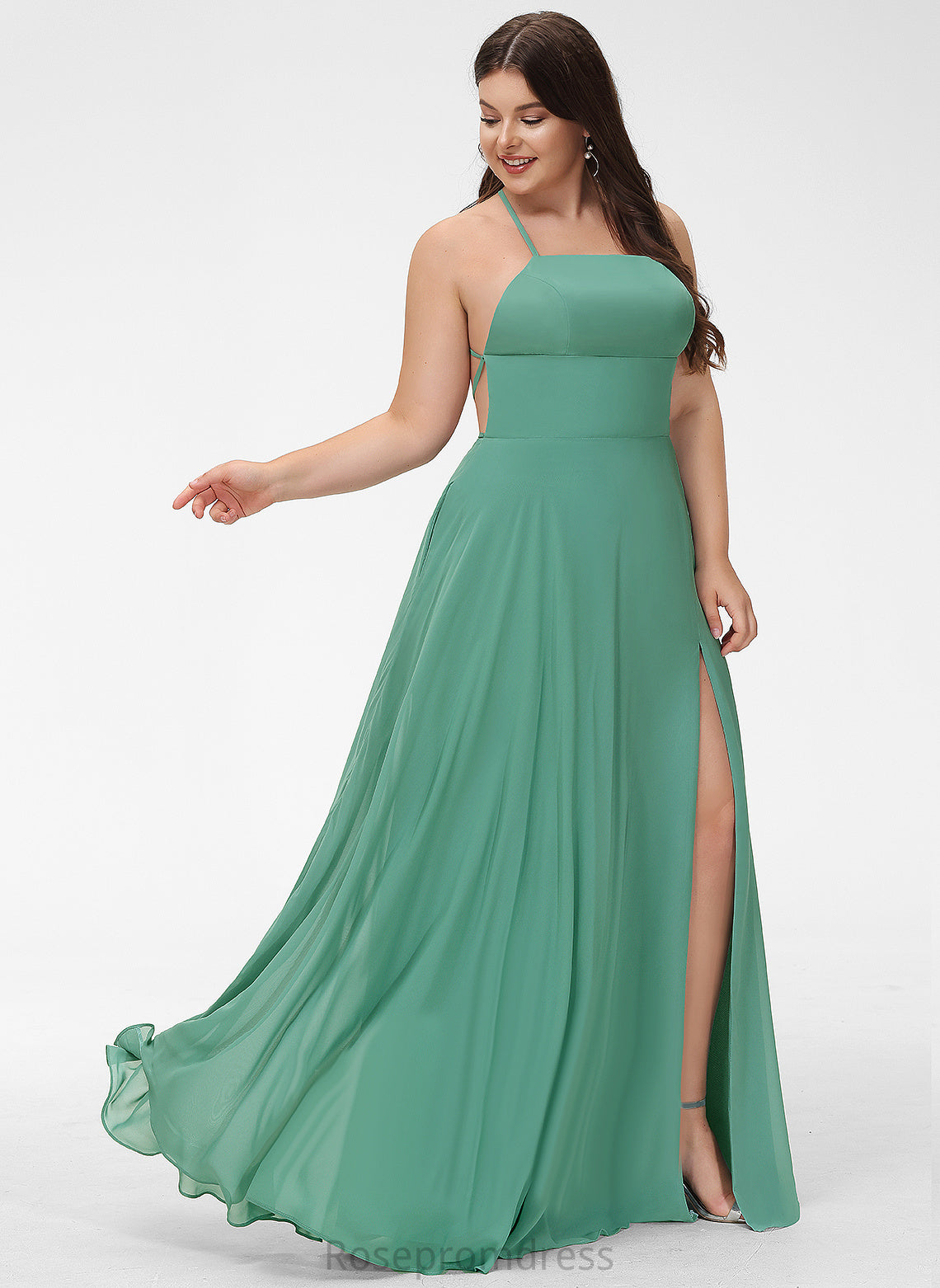 Chiffon Floor-Length Prom Dresses Vivian A-Line Square