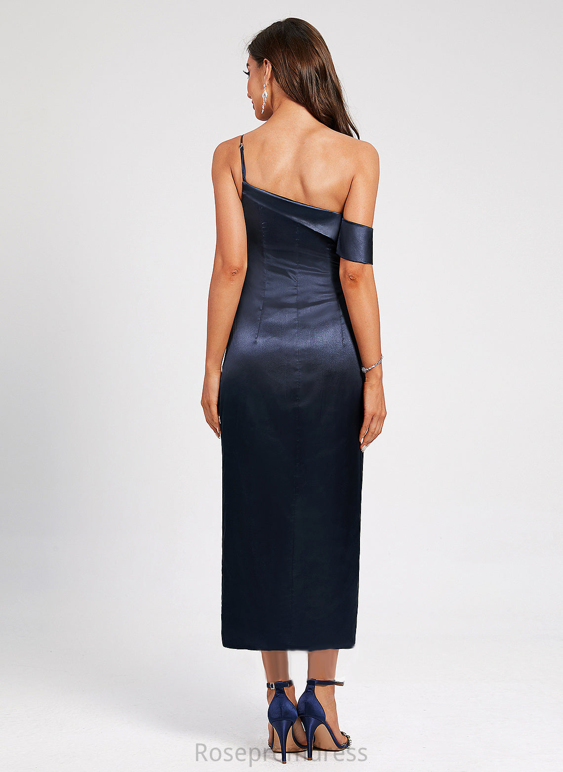 Cocktail Dresses Charmeuse Sheath/Column Kylie One-Shoulder Dress Cocktail With Pleated Asymmetrical