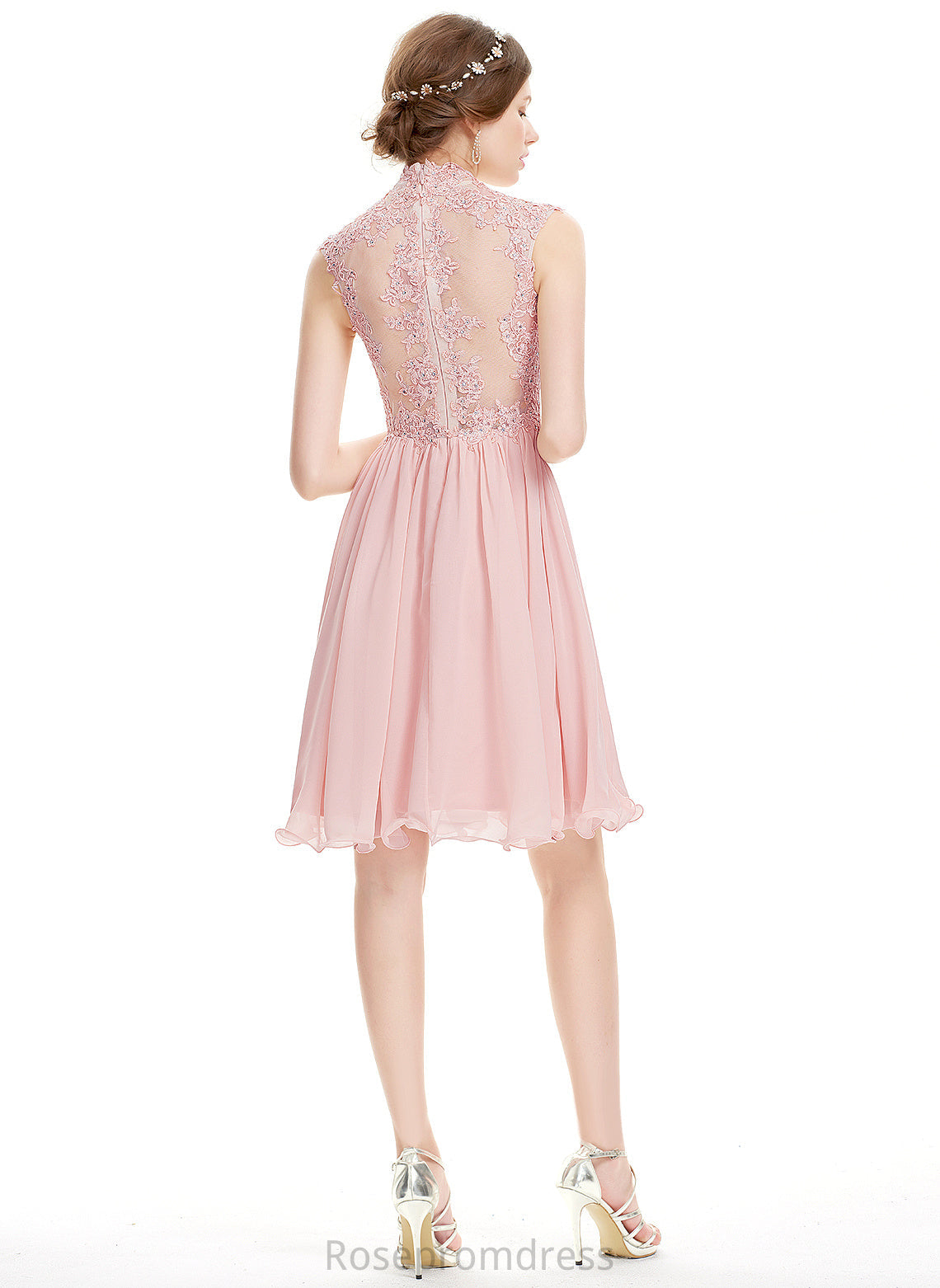 Lace A-Line Knee-Length Neck Dress With Yaritza Homecoming Dresses High Homecoming Chiffon Beading