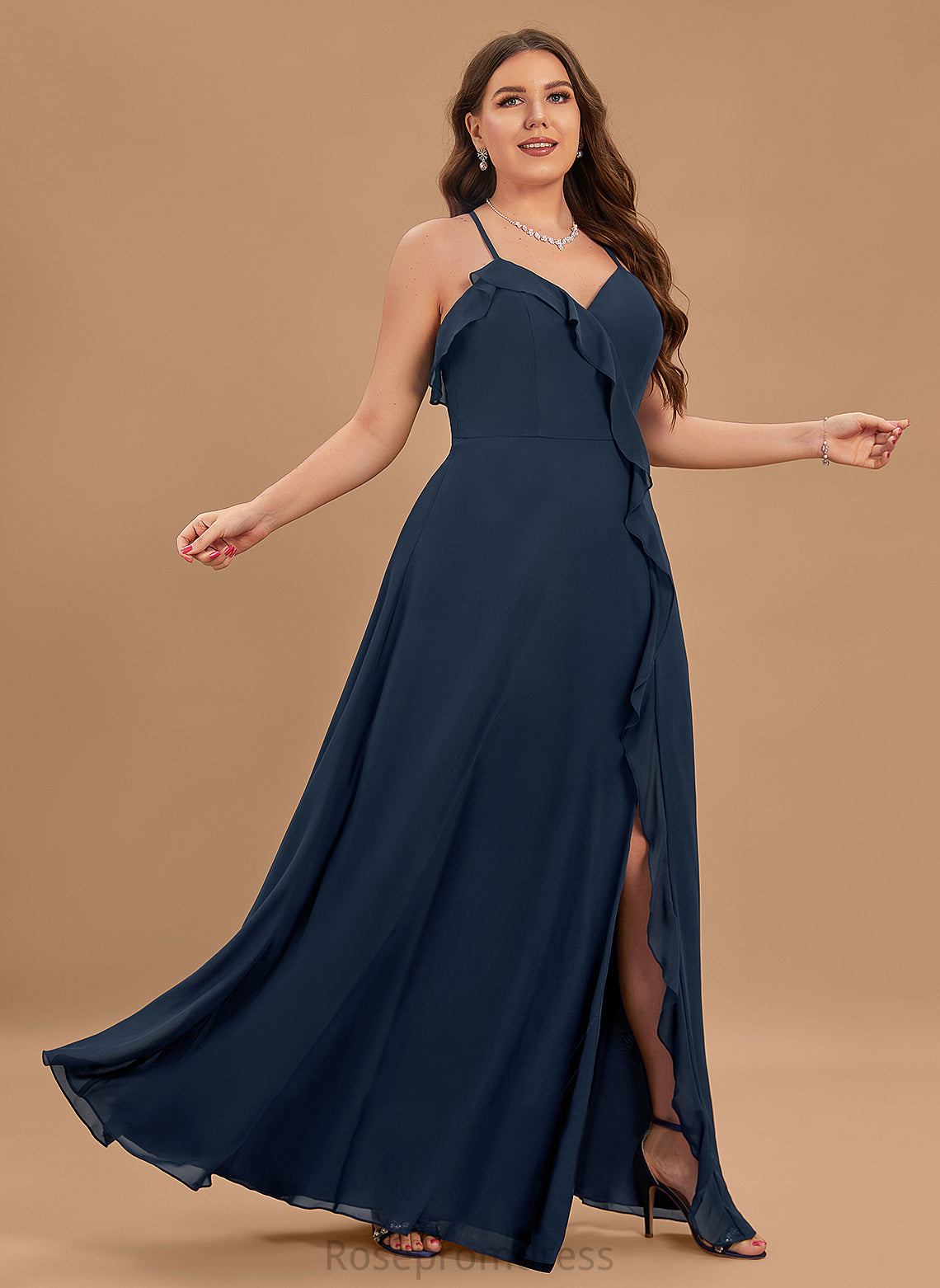 Silhouette V-neck A-Line Embellishment Neckline SplitFront Length Fabric Floor-Length Brooklyn Bridesmaid Dresses