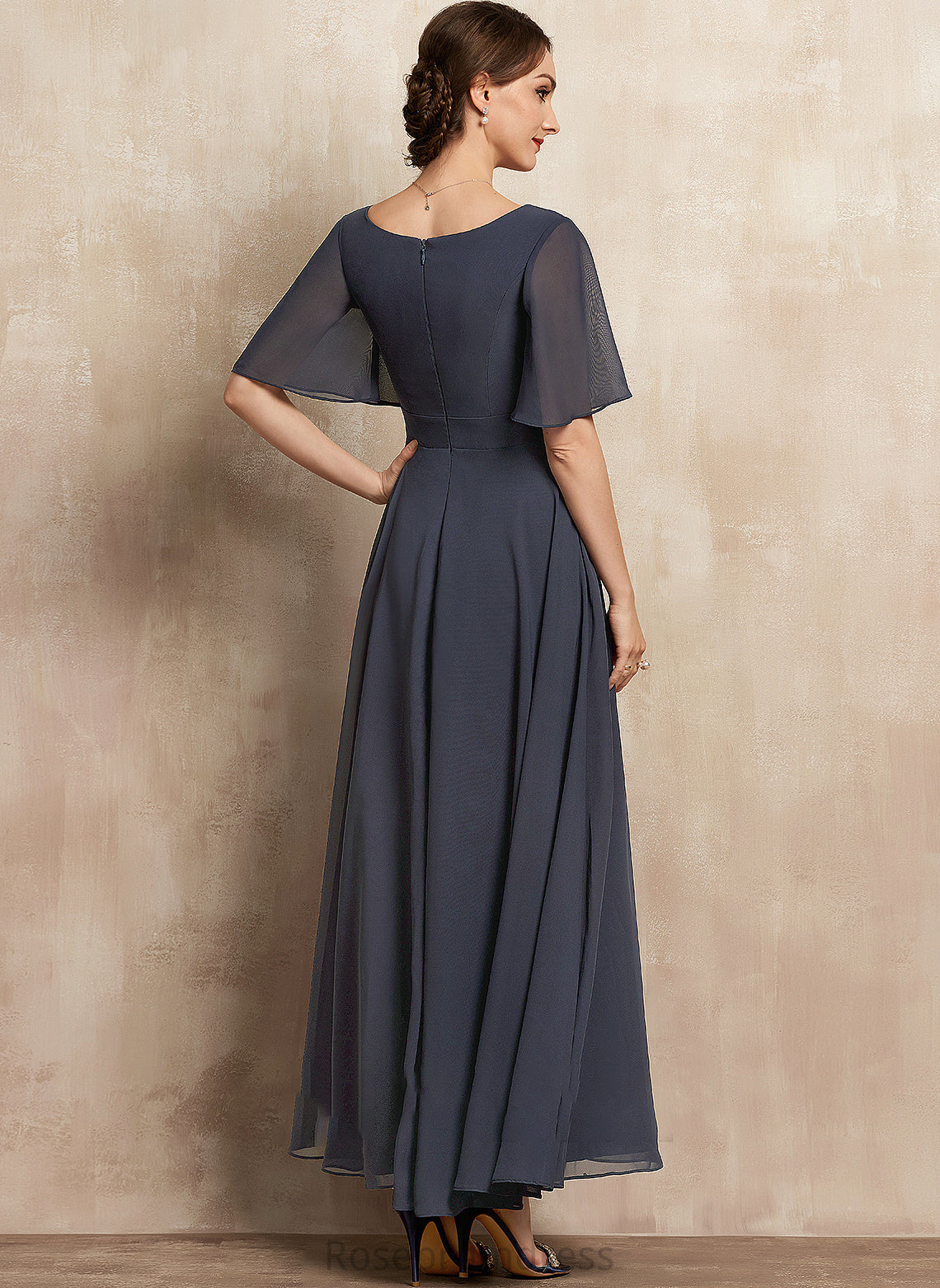 Mother of the Bride Dresses A-Line Parker Ankle-Length of Chiffon Sequins With V-neck Dress Ruffle the Bride Beading Mother