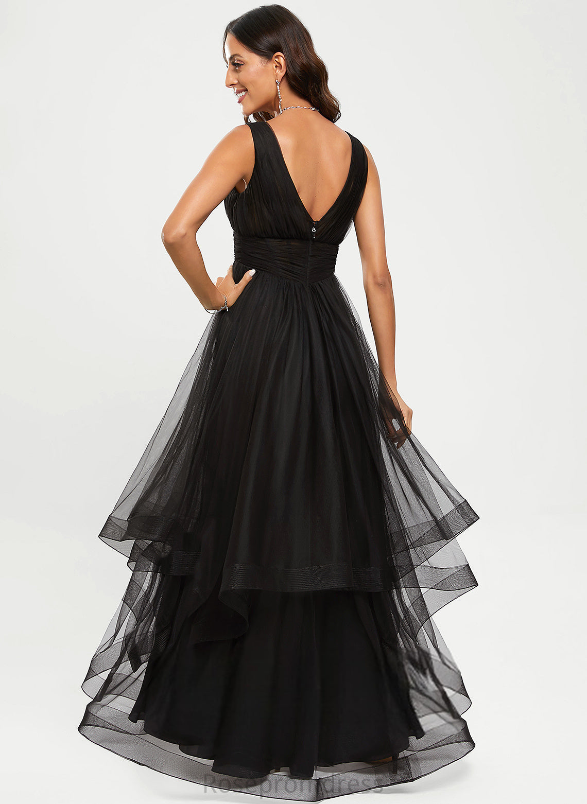 Prom Dresses Tulle V-neck Ball-Gown/Princess Nataly Asymmetrical