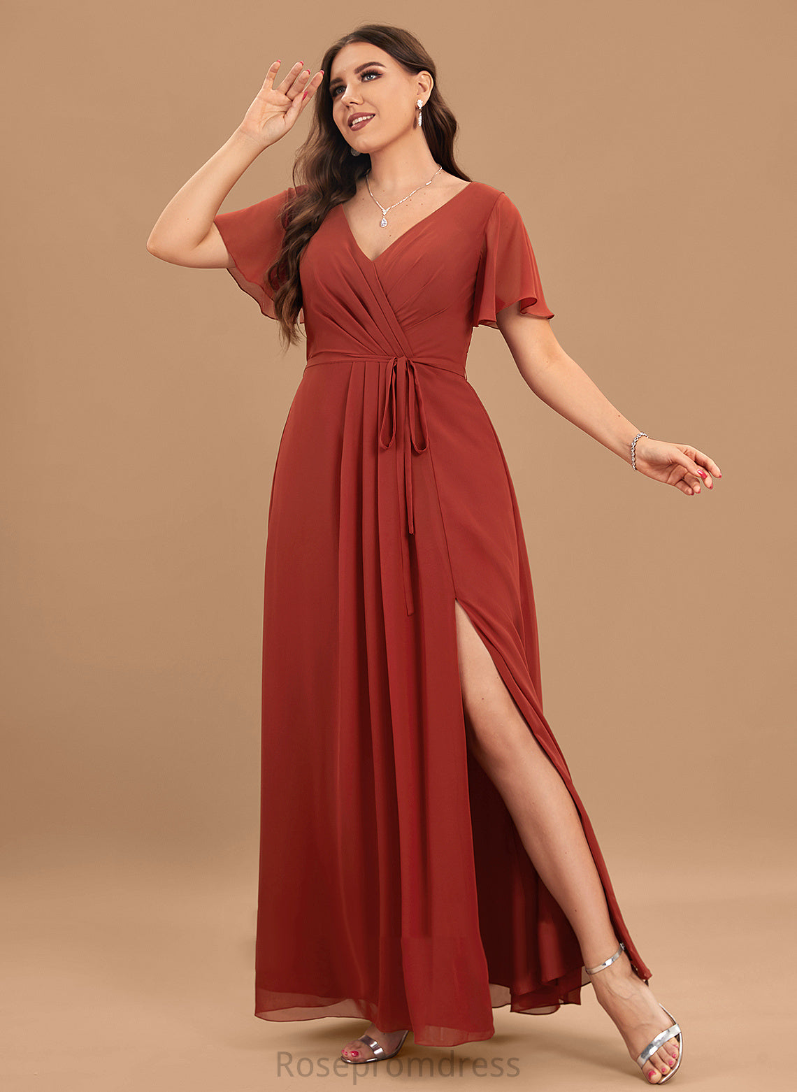 Embellishment Silhouette Floor-Length A-Line Neckline Fabric Length V-neck SplitFront Kira Floor Length Sleeveless Bridesmaid Dresses