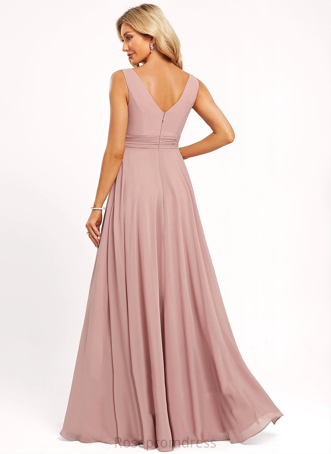 Floor-Length Straps&Sleeves A-line Silhouette V-Neck Fabric Neckline Length Krista A-Line/Princess Knee Length Natural Waist Bridesmaid Dresses