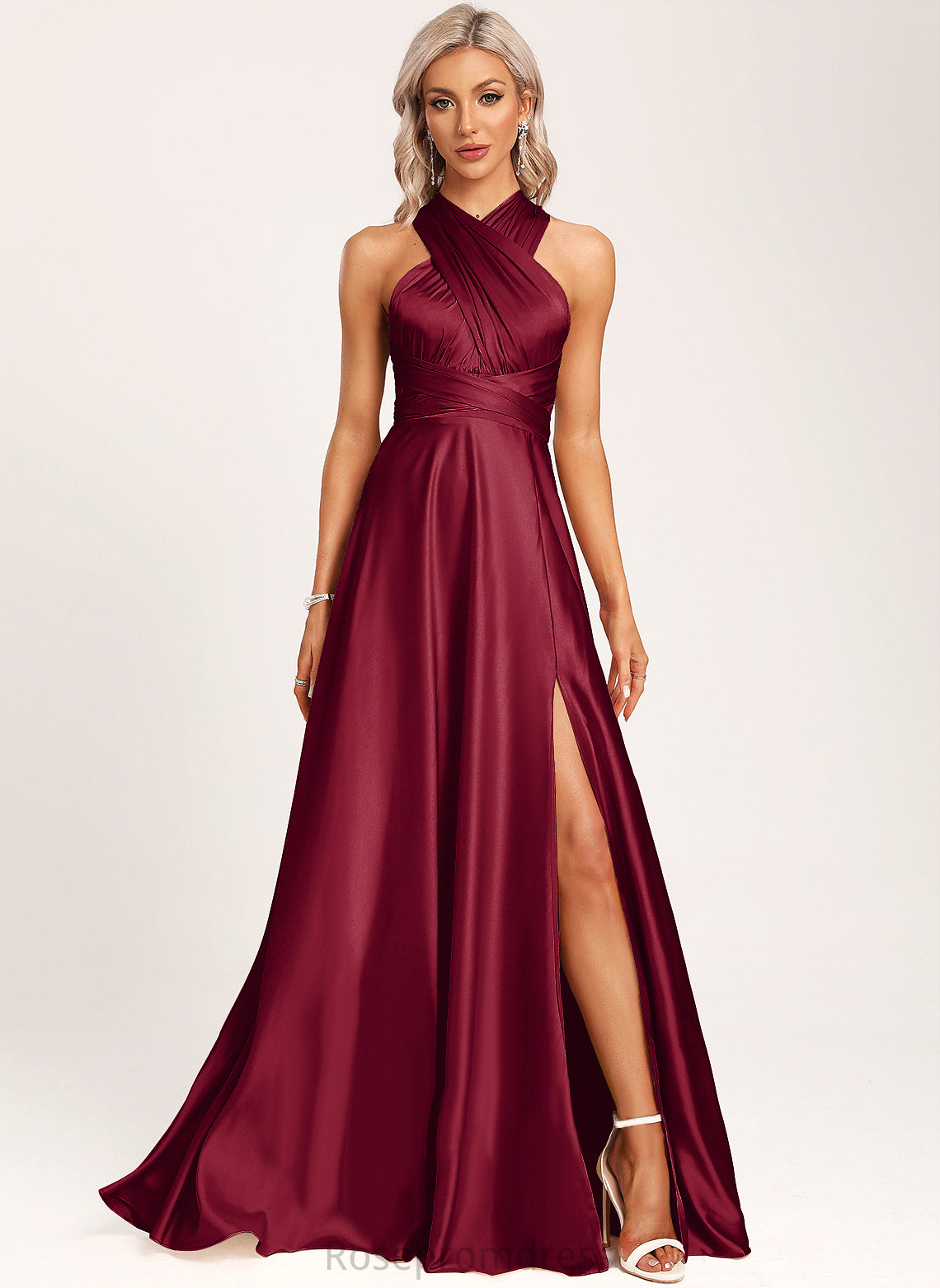 OneShoulder Sleeveless ShortSleeves V-Neck Length A-line Halter Silhouette Straps&Sleeves BackStyle Neckline Floor-Length Bridesmaid Dresses