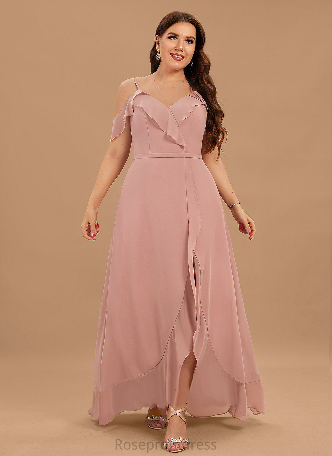 Cascading A-Line Cocktail Dresses Mckinley Ruffles Dress With Cocktail Asymmetrical Chiffon V-neck