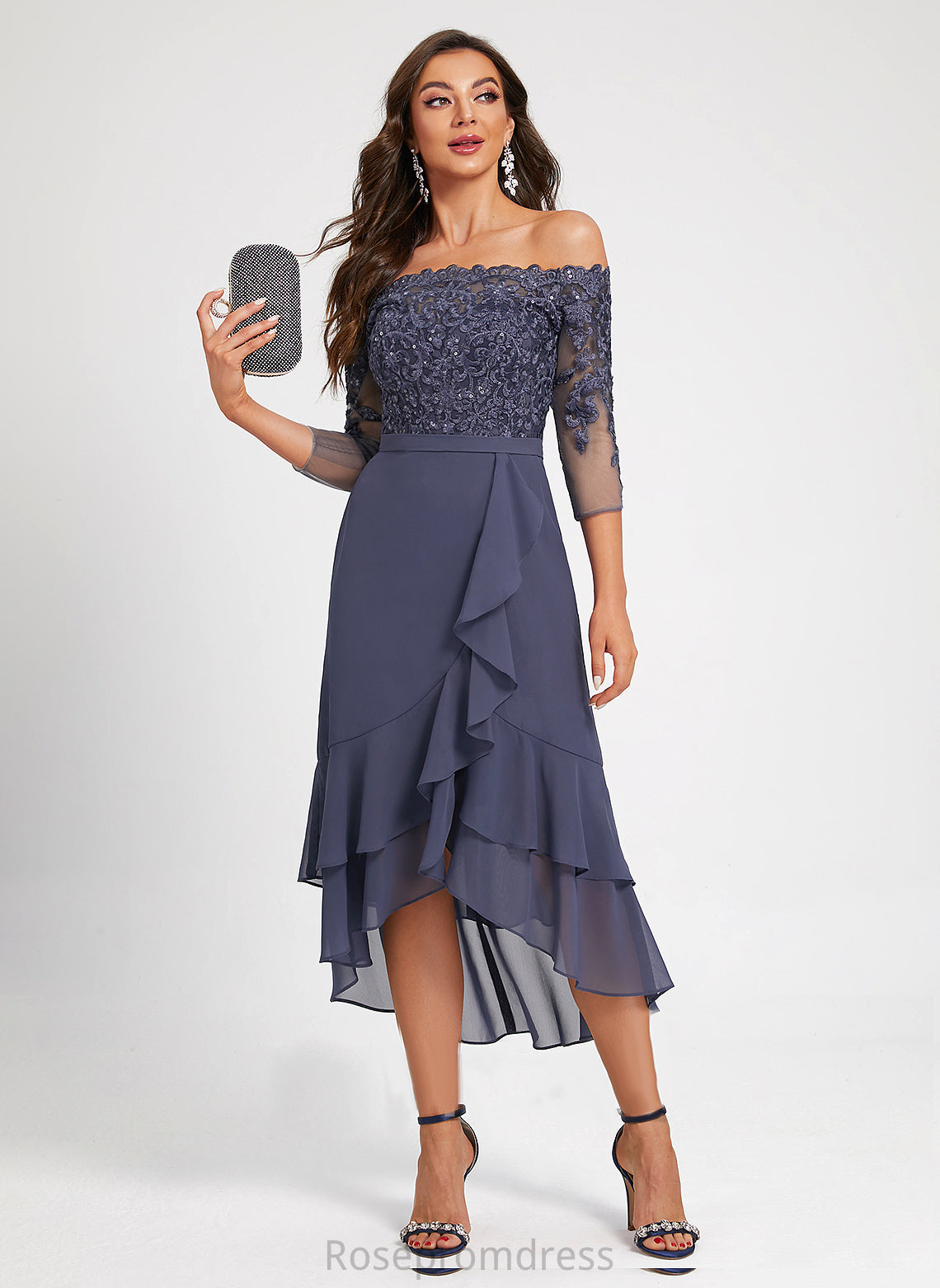 Cocktail With Chiffon Shaniya Off-the-Shoulder Sequins Trumpet/Mermaid Asymmetrical Cocktail Dresses Dress