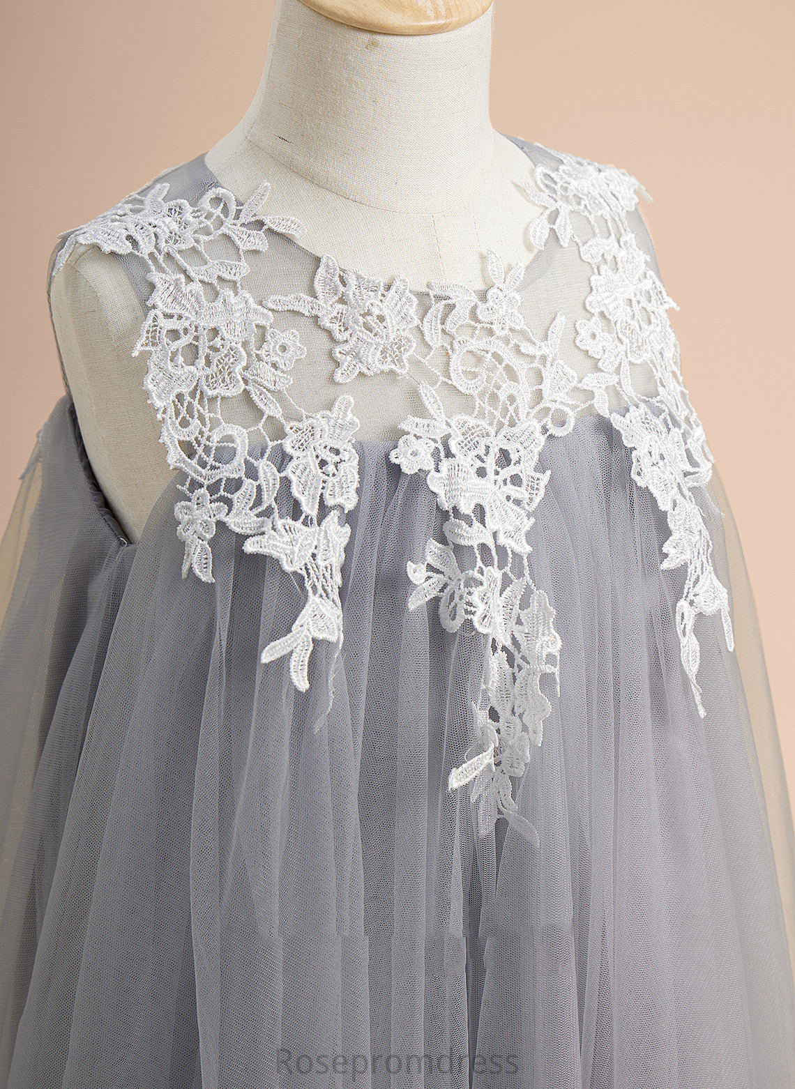 Angelique Neck Flower Flower Girl Dresses Scoop Sleeveless Tulle - Dress Lace Girl Knee-length With A-Line