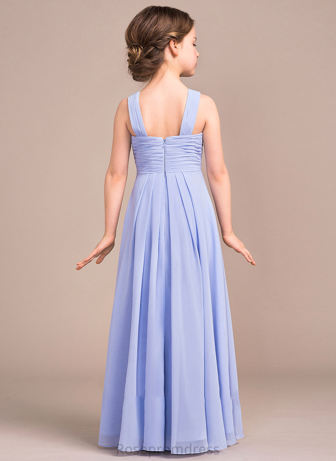 With Junior Bridesmaid Dresses V-neck A-Line Floor-Length Ruffle Chiffon Lexie