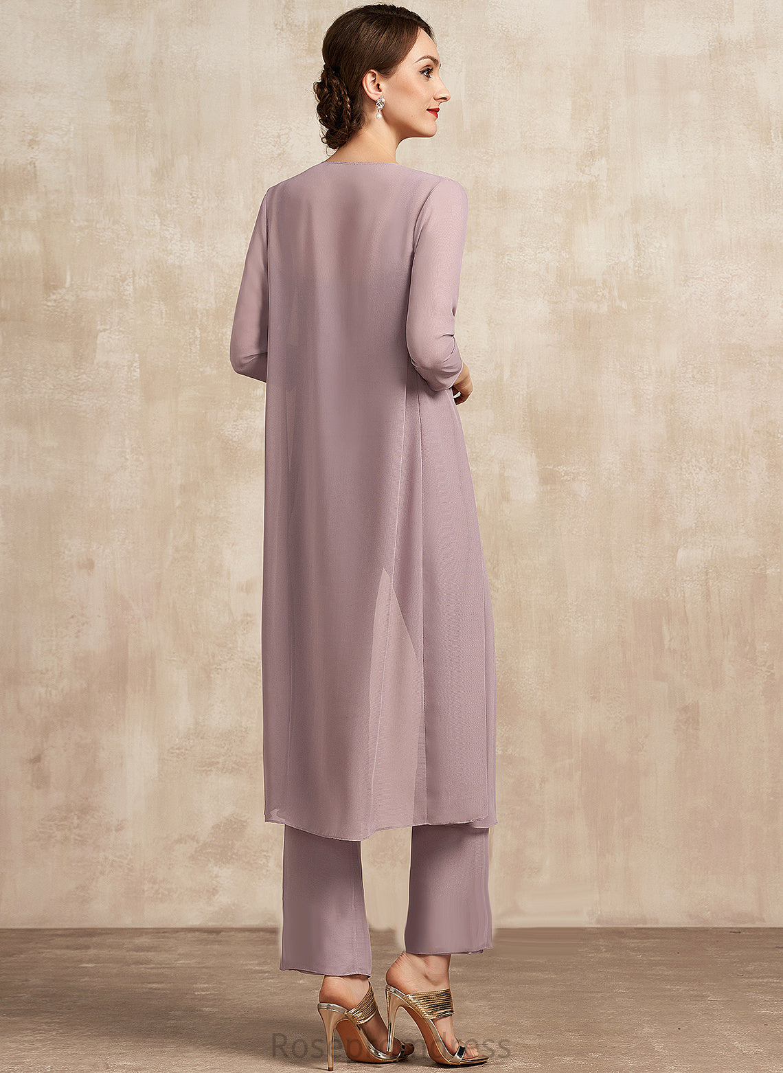 Mother of the Bride Dresses Jumpsuit/Pantsuit Bride Ankle-Length With the Neckline Ruffle Dress of Square Izabelle Chiffon Mother