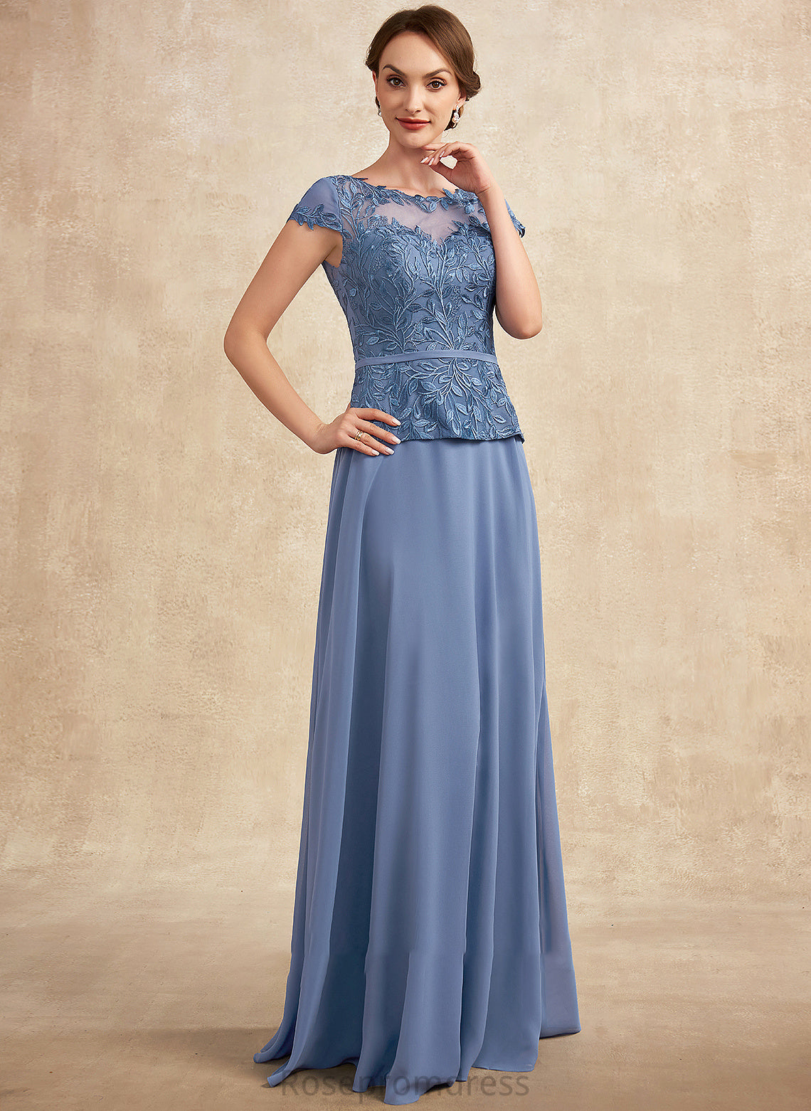 Neck Mother A-Line the Dress Chiffon of Scoop Mother of the Bride Dresses Evangeline Lace Bride Floor-Length