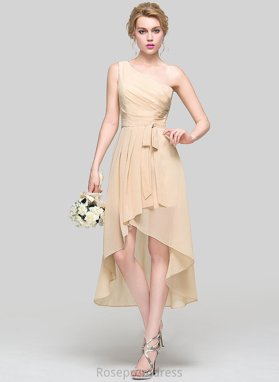 A-line Embellishment Asymmetrical Silhouette OneShoulder Neckline Length Fabric Susie A-Line/Princess Sleeveless Floor Length Bridesmaid Dresses