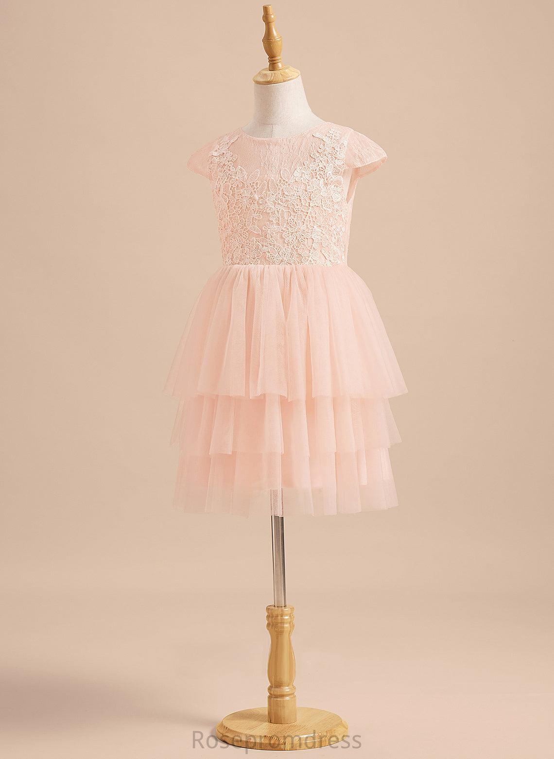 Sleeves Knee-length Girl Back A-Line Flower Girl Dresses Lace/V Flower Tulle Dress - Neck Scoop Gisselle With Short