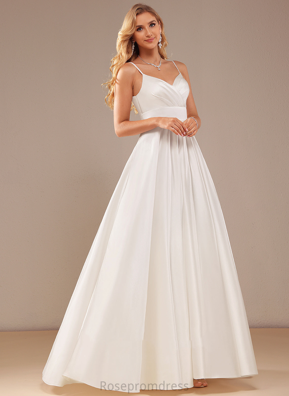 Lilian Dress Wedding Dresses V-neck Floor-Length Satin Ball-Gown/Princess Pockets With Wedding