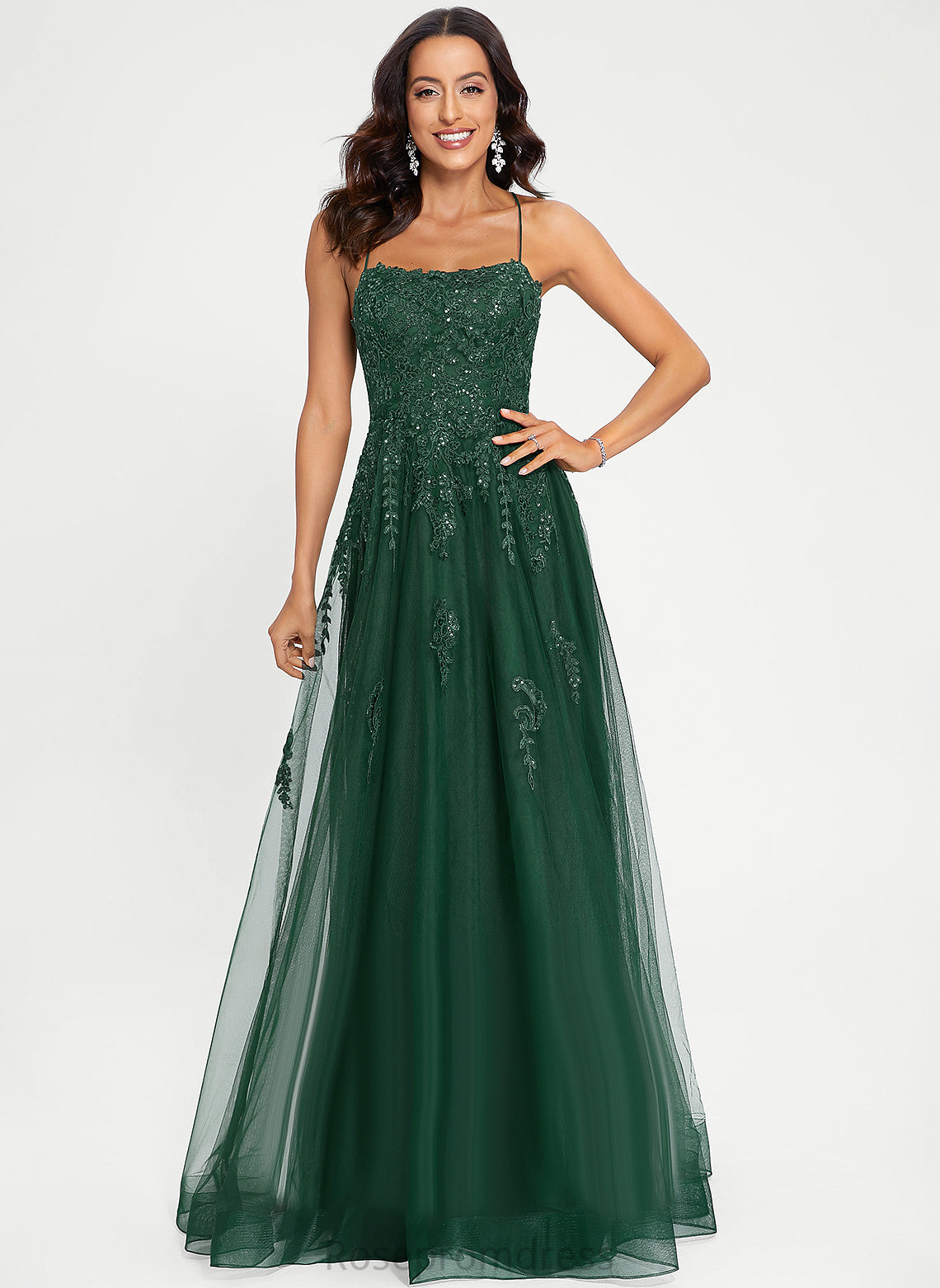 Square Carley A-Line Prom Dresses Floor-Length Tulle