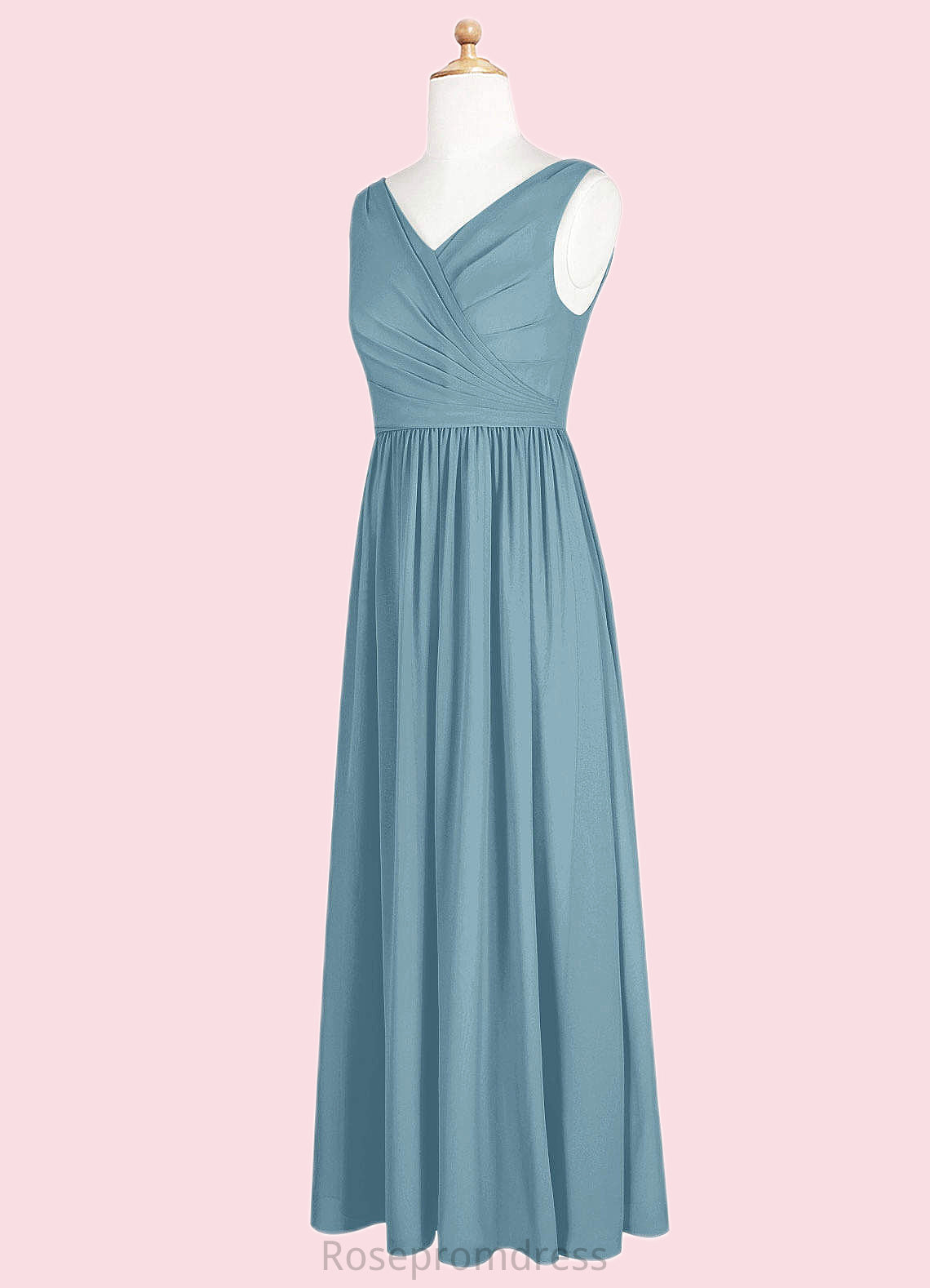 Esperanza A-Line Pleated Chiffon Floor-Length Junior Bridesmaid Dress SRSP0019971