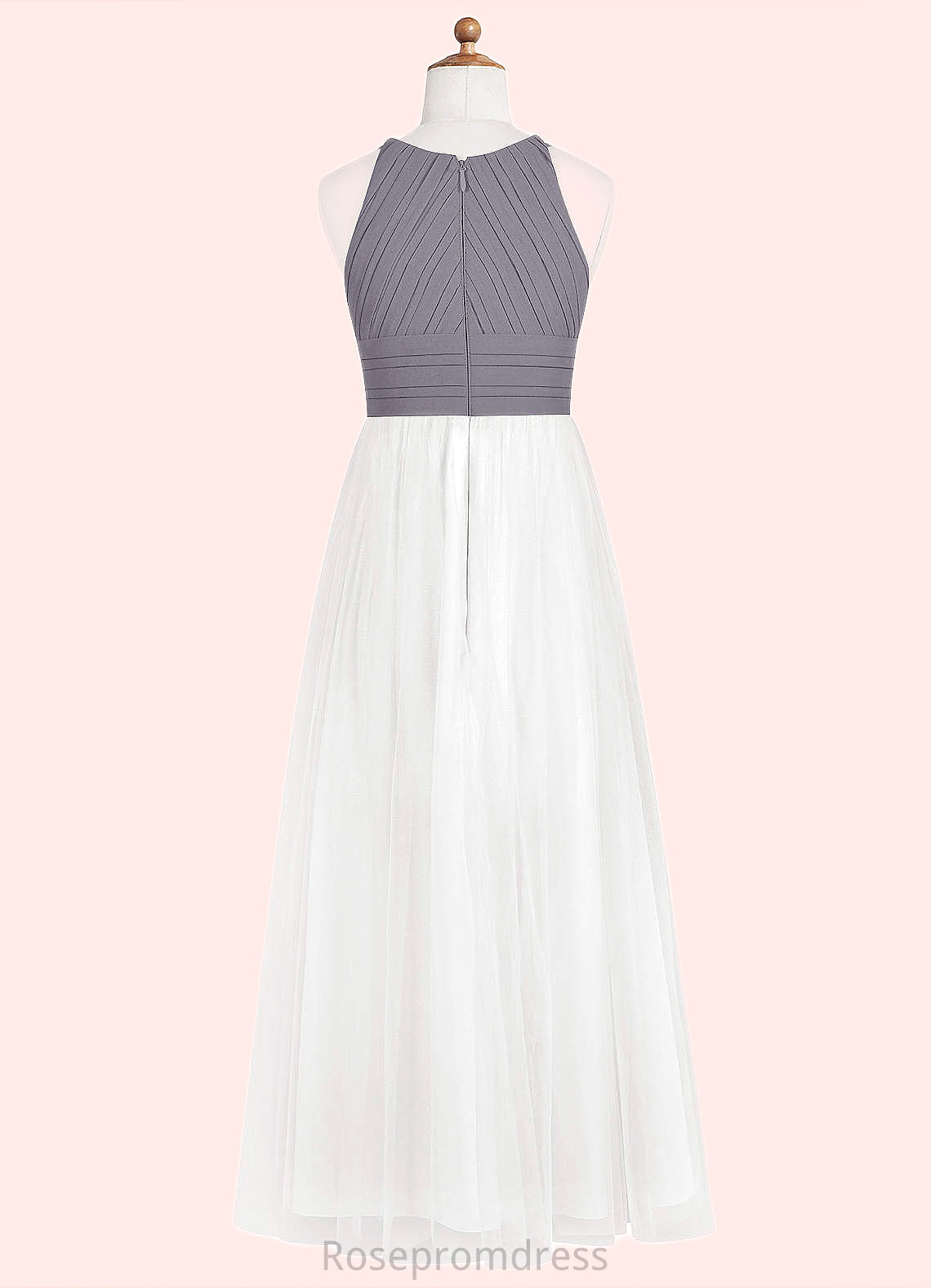 Riley A-Line Pleated Chiffon Floor-Length Junior Bridesmaid Dress SRSP0020008