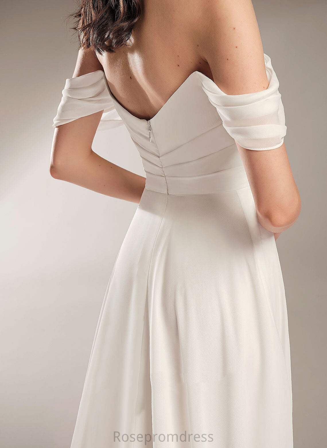 Court Dress Wedding Pleated Train With Magdalena Wedding Dresses Off-the-Shoulder Chiffon A-Line