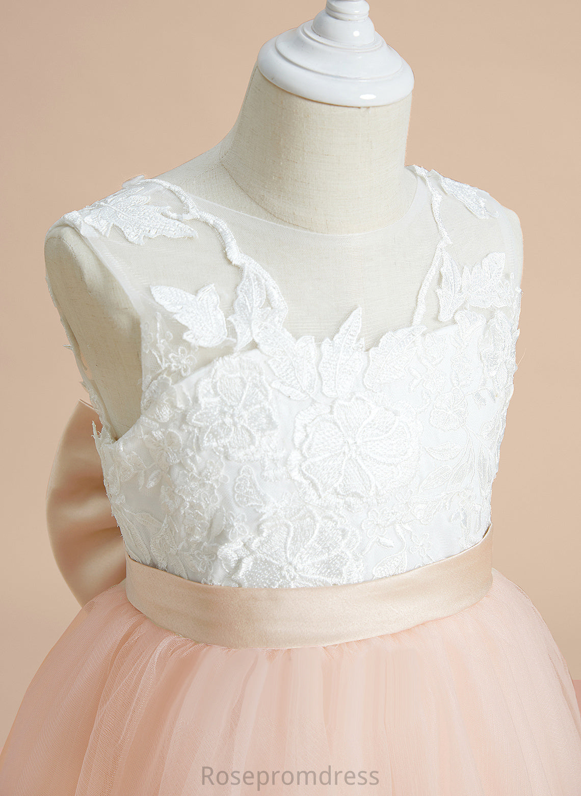 Tulle/Lace With Girl Dress Flower Margaret A-Line - Scoop Neck Flower Girl Dresses Knee-length Bow(s) Sleeveless