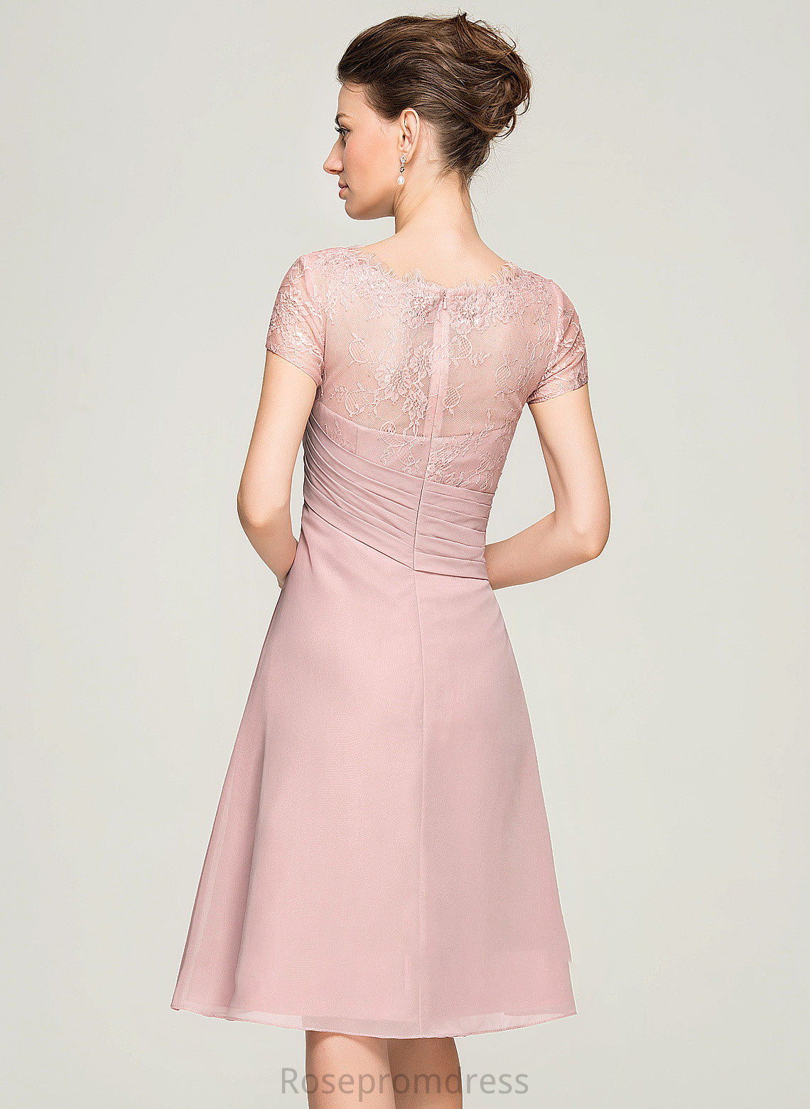 A-Line Scoop Dress Ruffles Chiffon Flower(s) Lace Mother of the Bride Dresses of Sequins Bride Gladys Mother With the Knee-Length Beading Neck Cascading