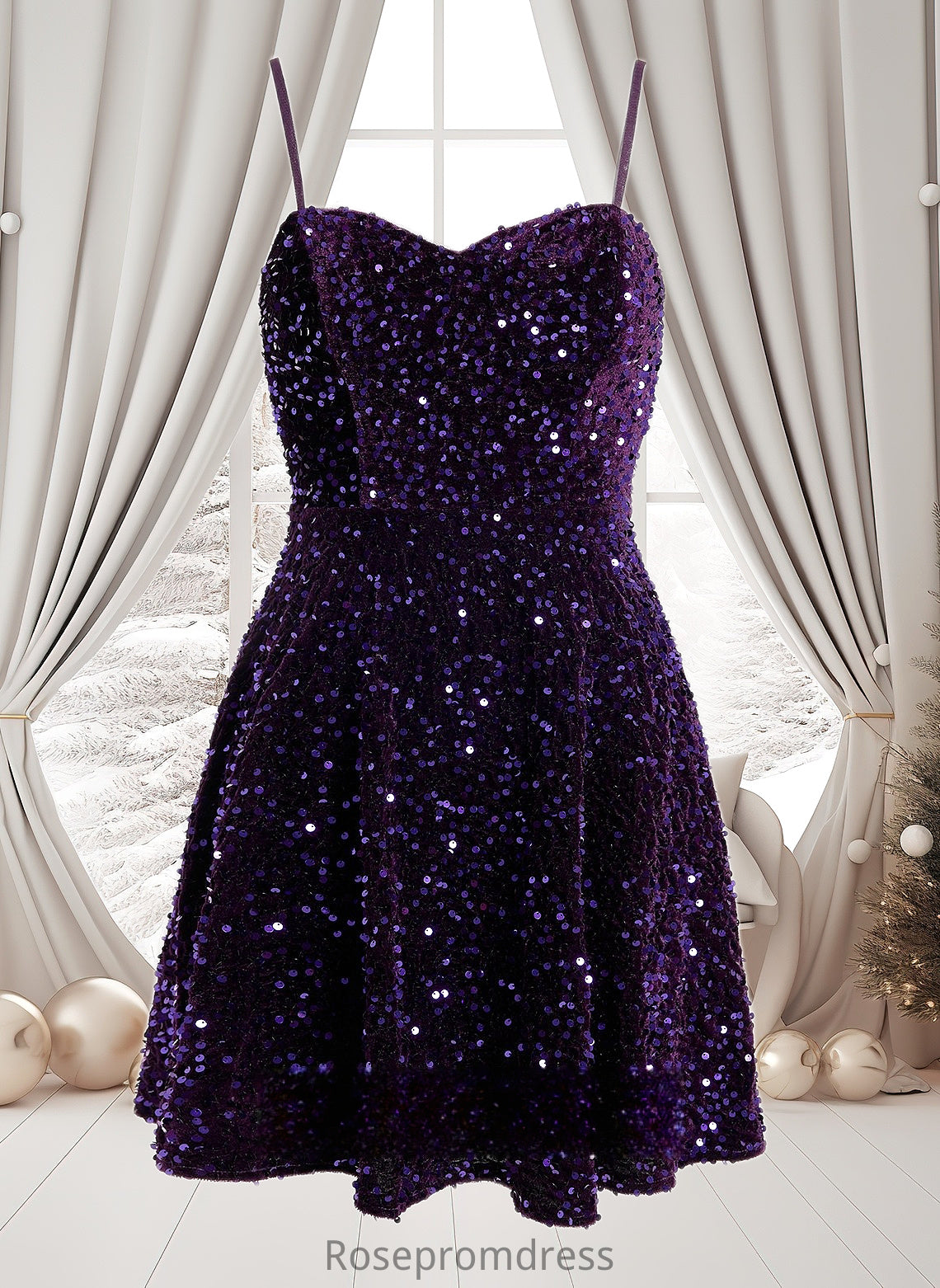 Eleanor A-line Sweetheart Short Sequin Homecoming Dress DSP0025649