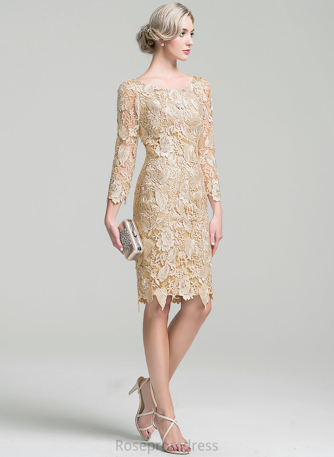 Dress Emma Mother of the Bride Dresses the Sheath/Column Lace Scoop of Bride Mother Neck Knee-Length