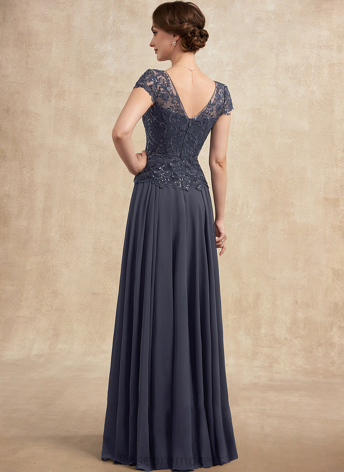 of V-neck Chiffon Bride Sequins Floor-Length With A-Line Rihanna Mother the Lace Dress Mother of the Bride Dresses