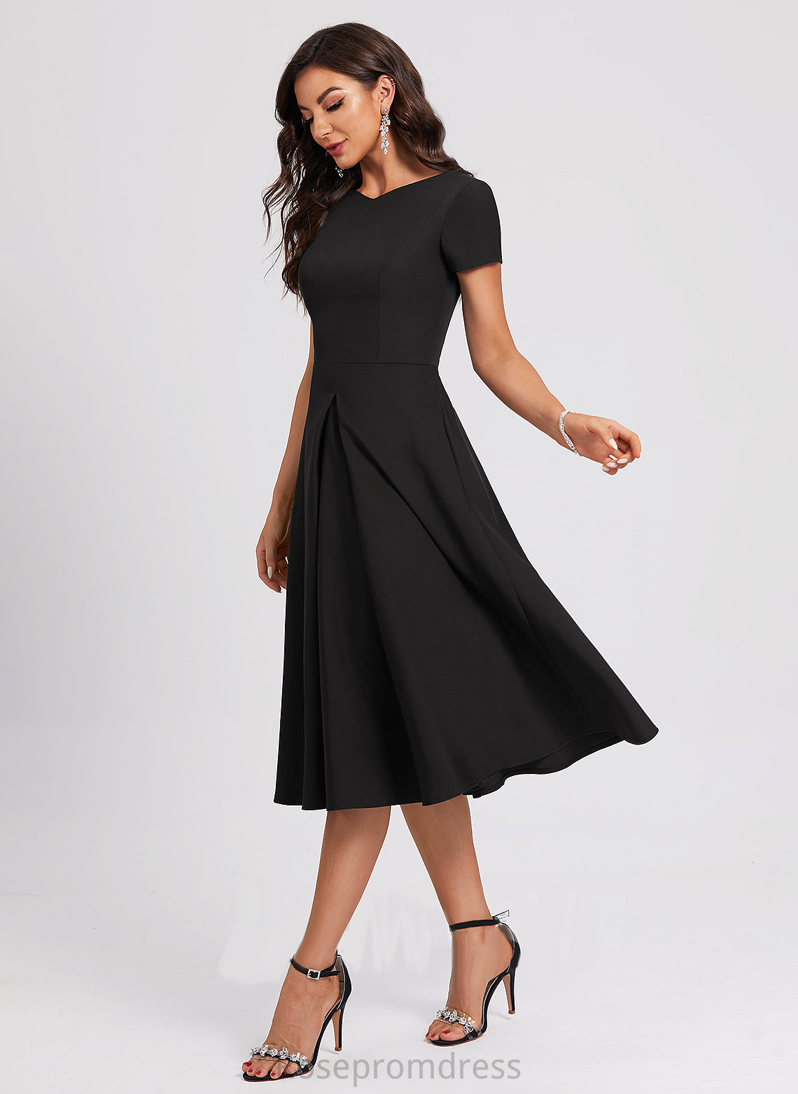 Sherry Dress Crepe Cocktail Dresses V-neck A-Line Knee-Length Stretch Cocktail