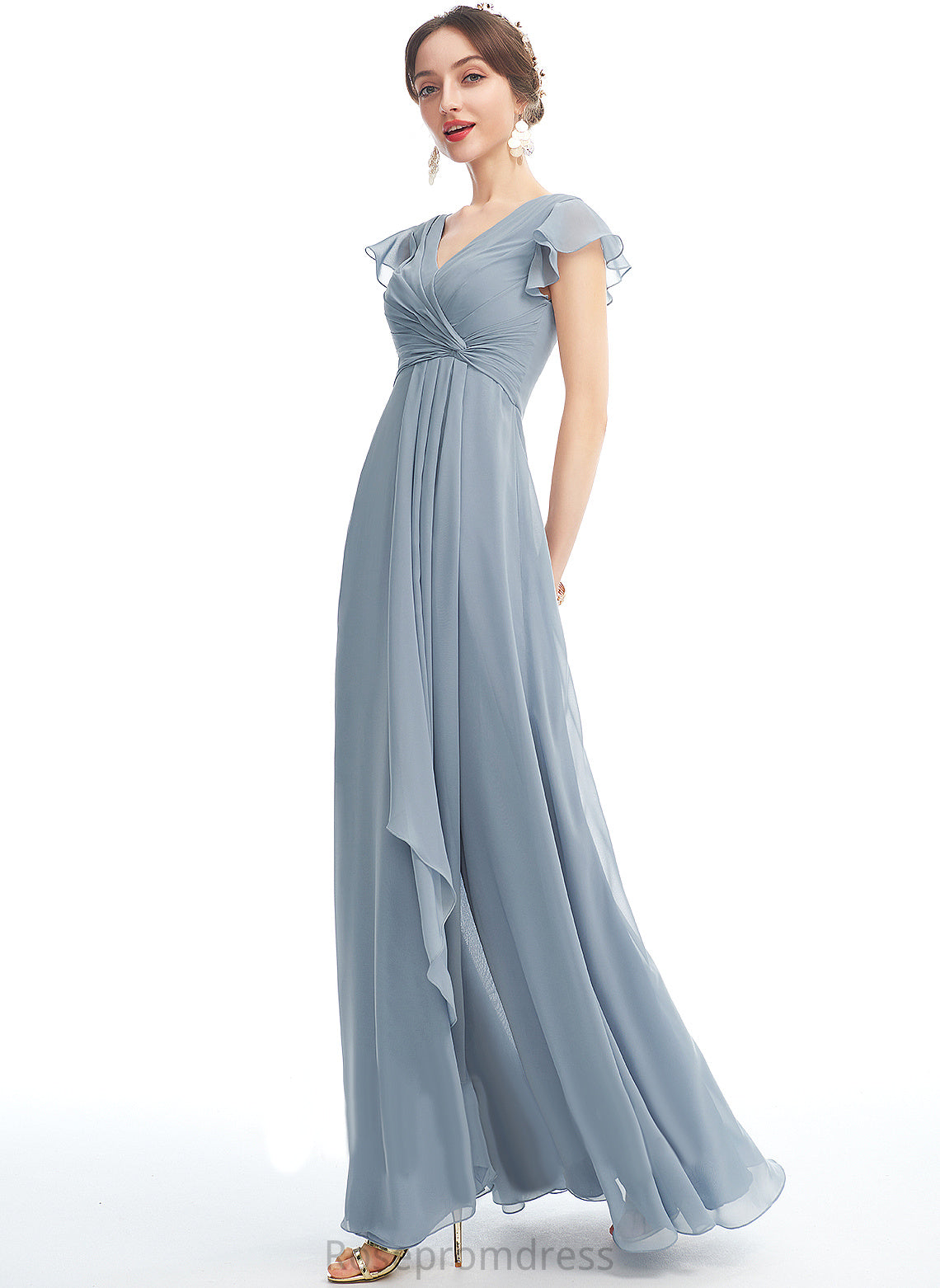 Length V-Neck Fabric Straps&Sleeves A-line Neckline Floor-Length Silhouette Ava Bridesmaid Dresses