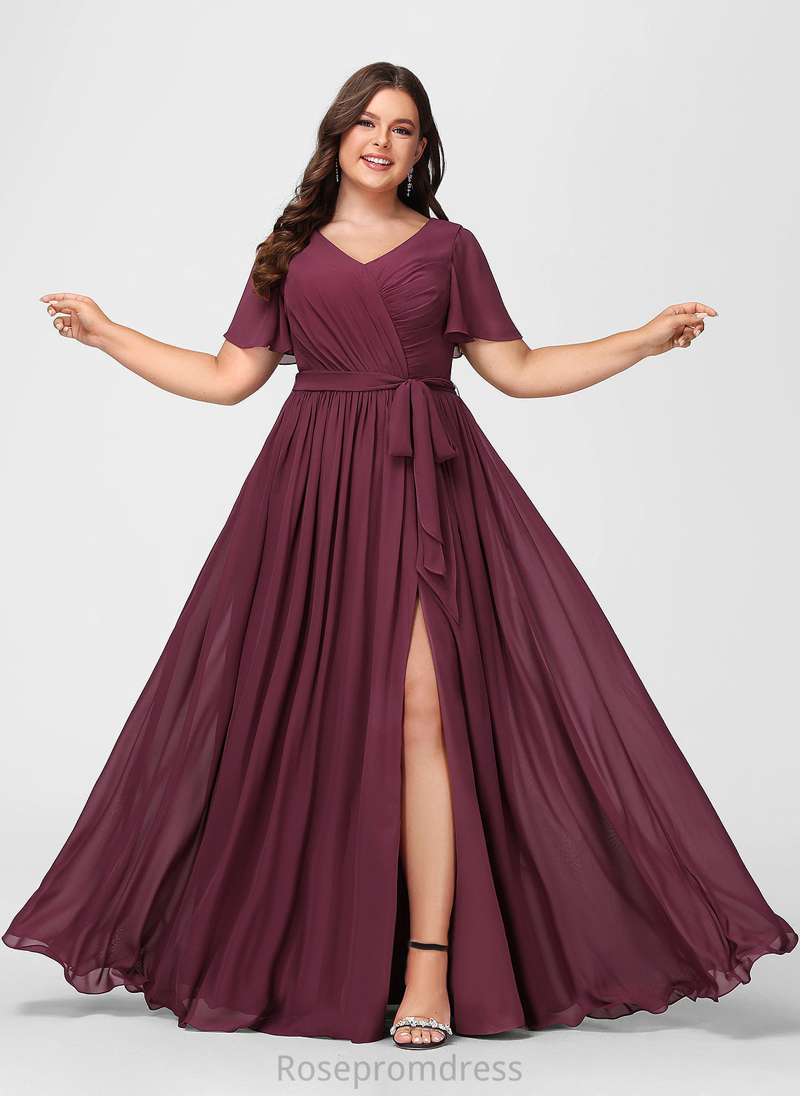 A-line Length Neckline V-Neck Straps&Sleeves Silhouette Fabric Floor-Length Angelique Sleeveless Trumpet/Mermaid Floor Length Bridesmaid Dresses