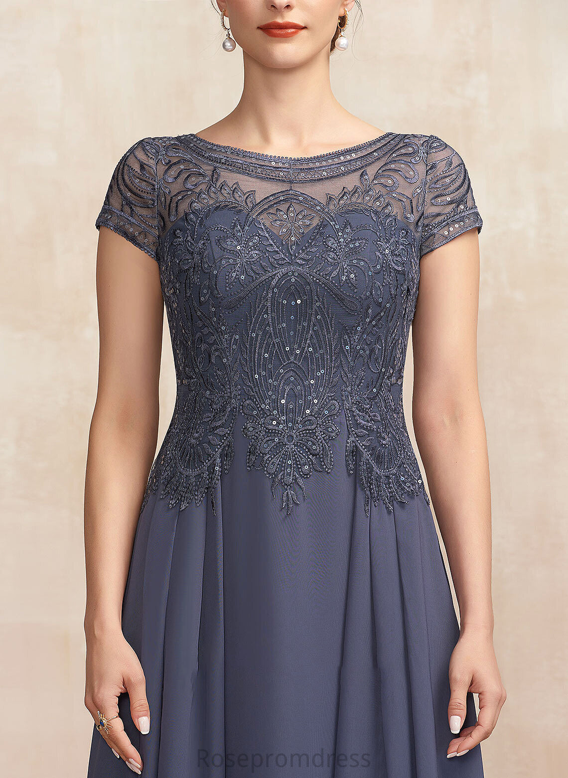 Asymmetrical Dress Mother of the Bride Dresses A-Line Bride Neck With Sequins Sandy Scoop Chiffon the Lace of Mother