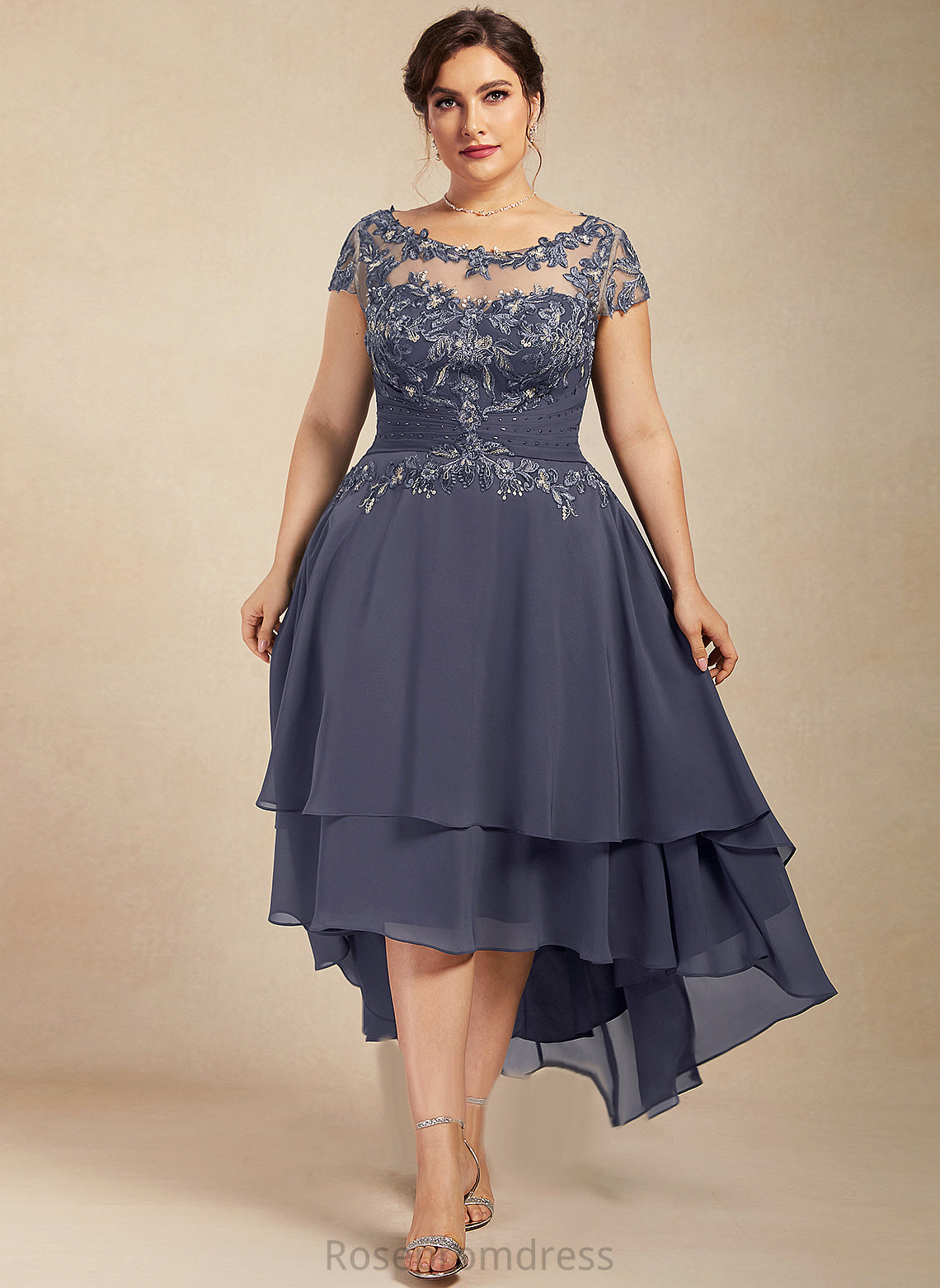 of A-Line With Neck Bride Lace Chiffon Beading the Asymmetrical Mother of the Bride Dresses Mother Dress Kaitlynn Scoop