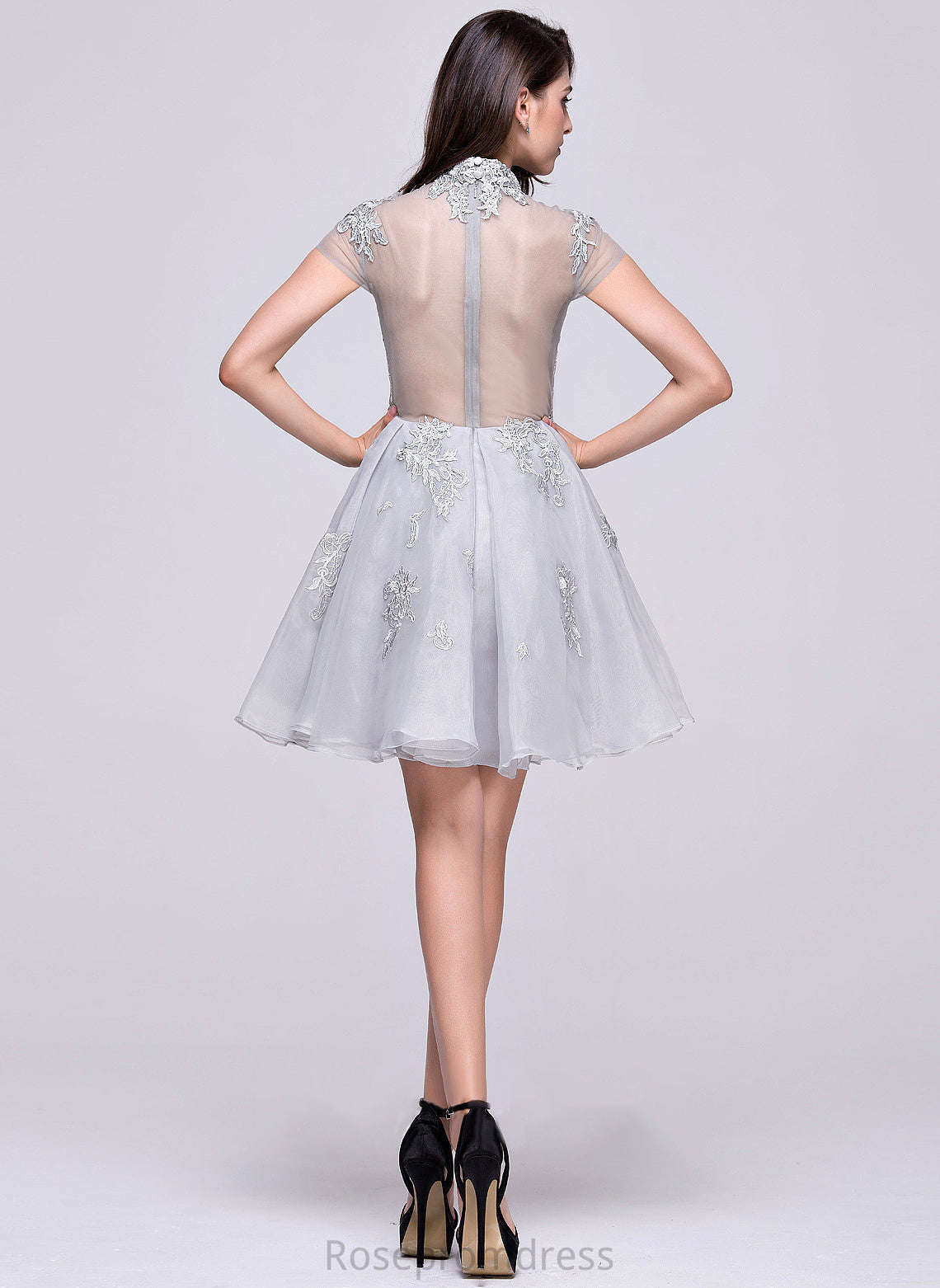 Appliques Tulle Short/Mini With Patti Dress Organza Homecoming Dresses Lace Homecoming A-Line High Lace Neck