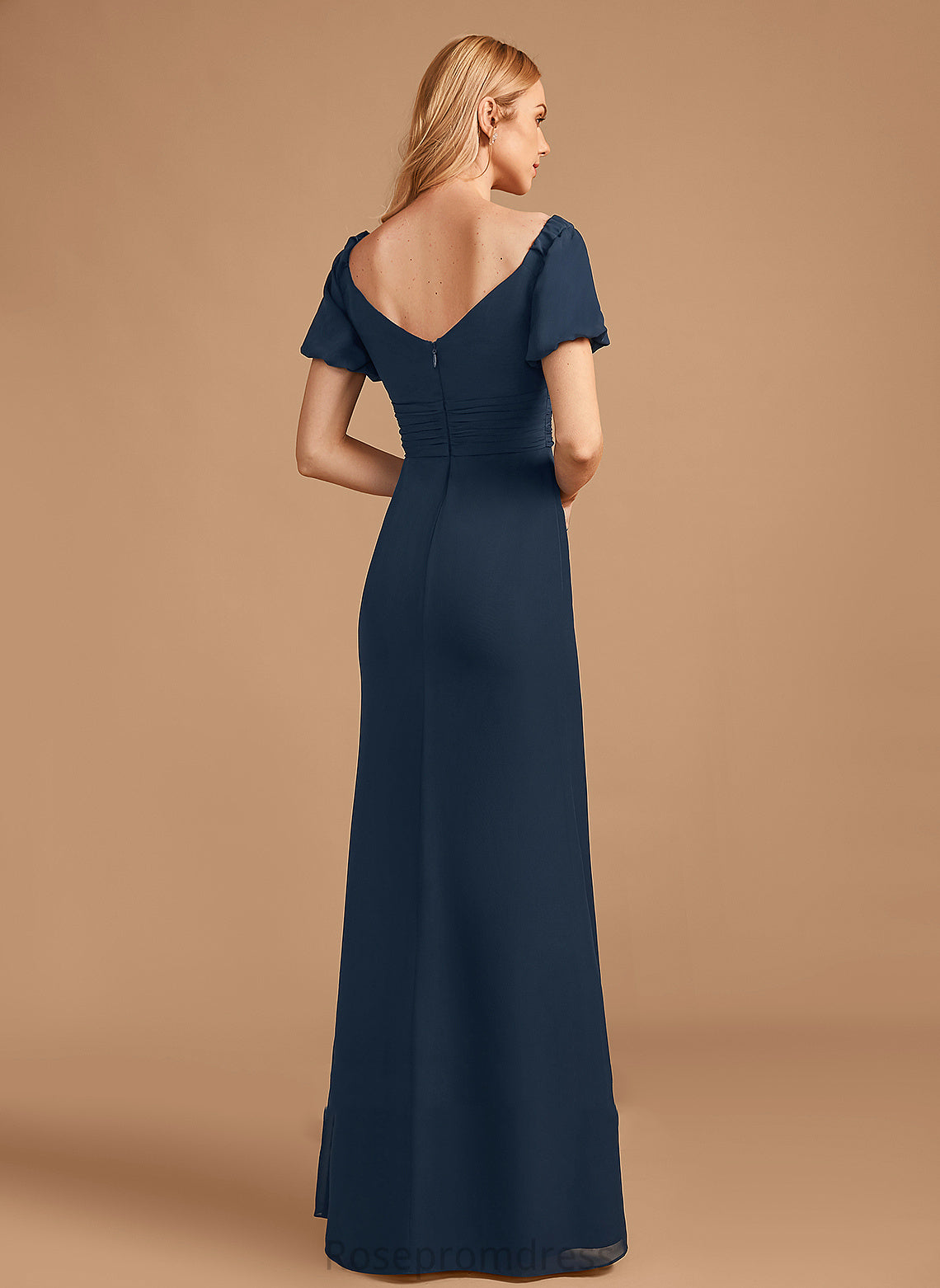 Fabric SplitFront Neckline V-neck Length Embellishment Silhouette Floor-Length Sheath/Column Cierra Sleeveless Stretch Satin Bridesmaid Dresses