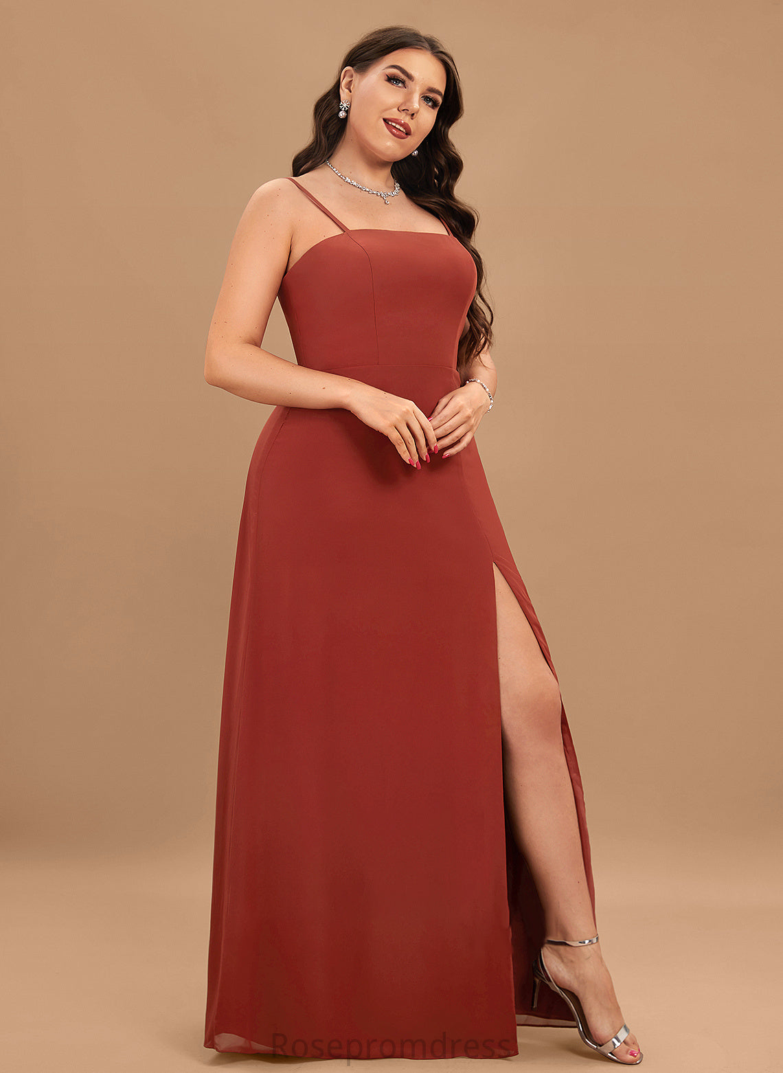 Neckline Front Floor-Length Square Sheath/Column With Skyla Prom Dresses Split