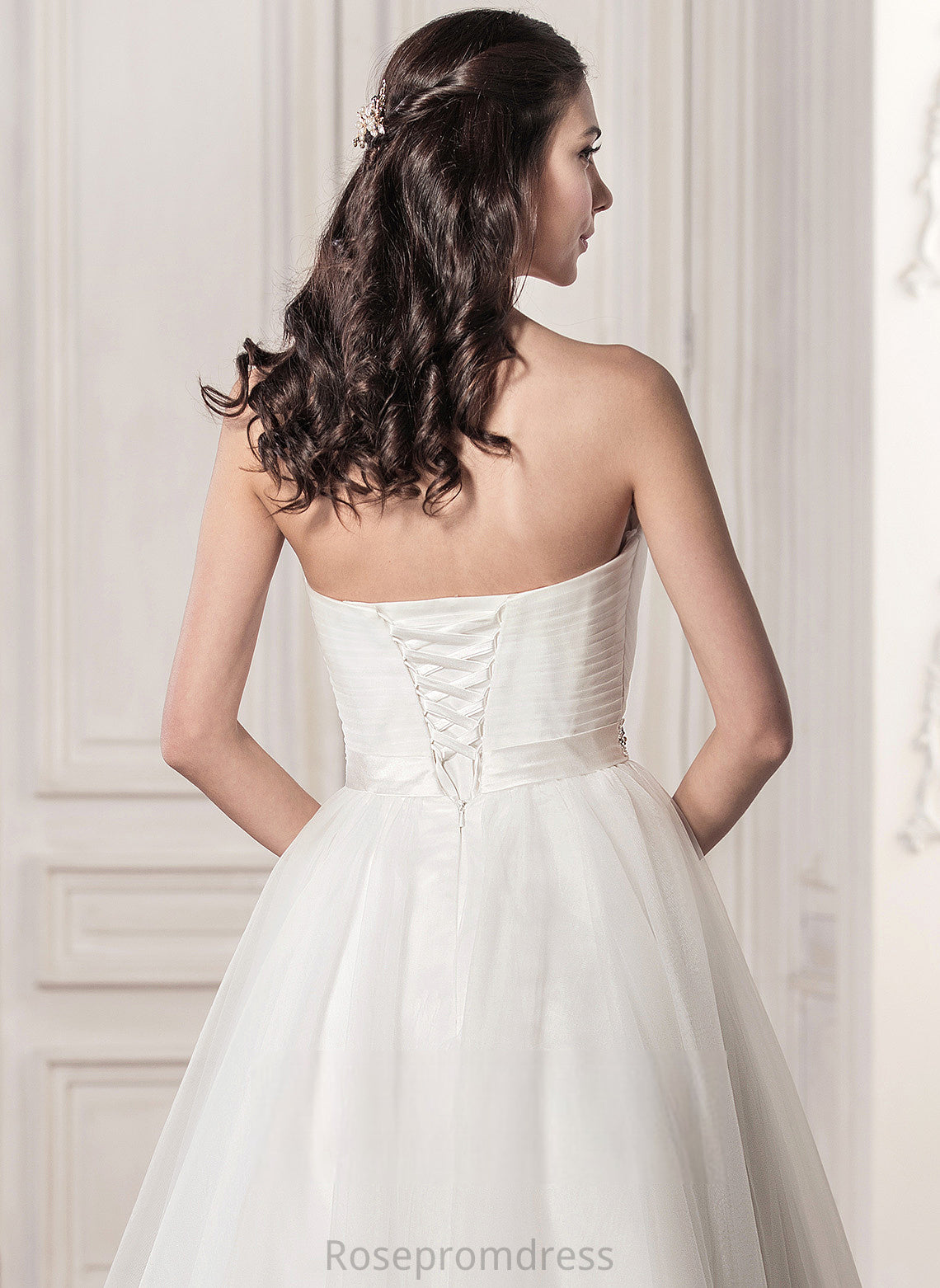 Dress With Sweetheart Sequins Wedding Dresses Beading Ruffle Tulle Wedding Tea-Length Satin A-Line America