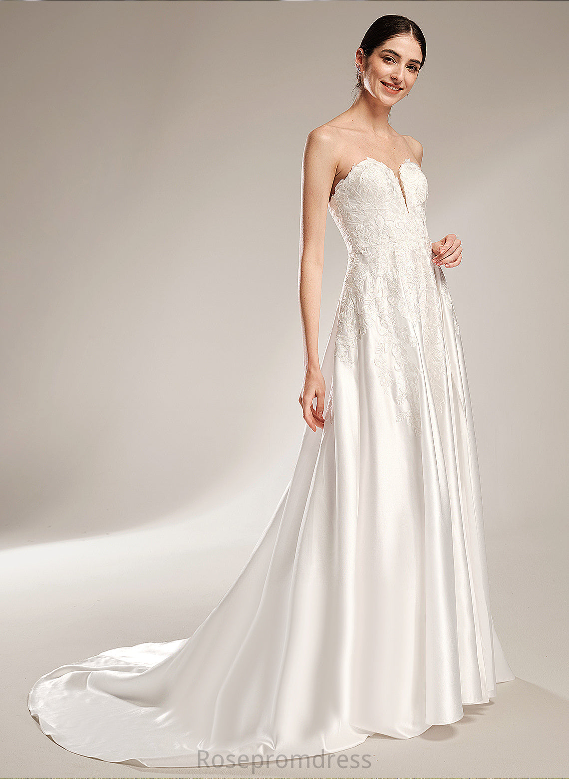 Wedding Kendal Front Satin Ball-Gown/Princess Chapel Sweetheart Wedding Dresses Lace Train Split With Dress