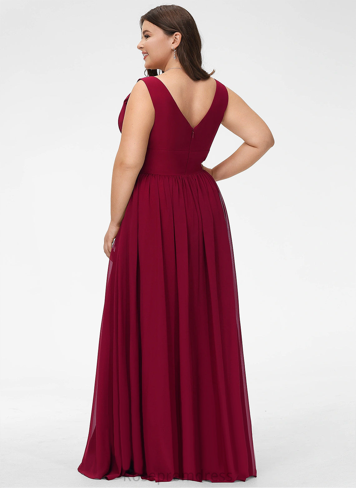 A-line Fabric Silhouette Straps&Sleeves Floor-Length Neckline V-Neck Length Eleanor A-Line/Princess Floor Length Sleeveless Bridesmaid Dresses