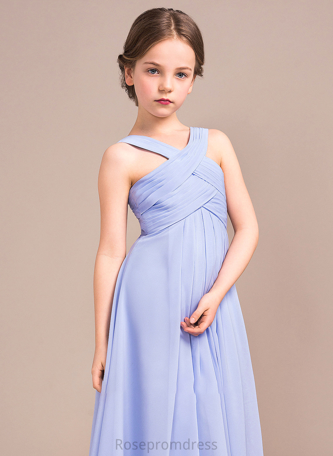 With Junior Bridesmaid Dresses V-neck A-Line Floor-Length Ruffle Chiffon Lexie