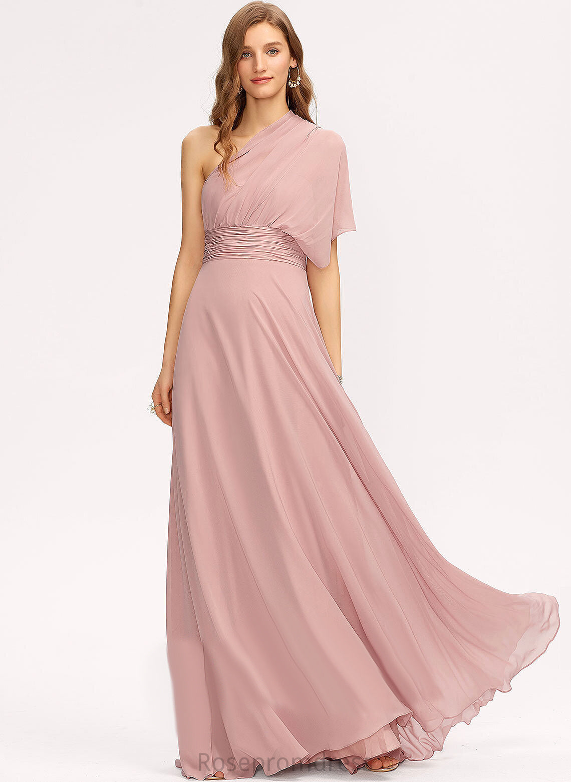 OneShoulder Length Fabric Halter Silhouette Straps&Sleeves Neckline Floor-Length V-Neck A-line Lailah Bridesmaid Dresses