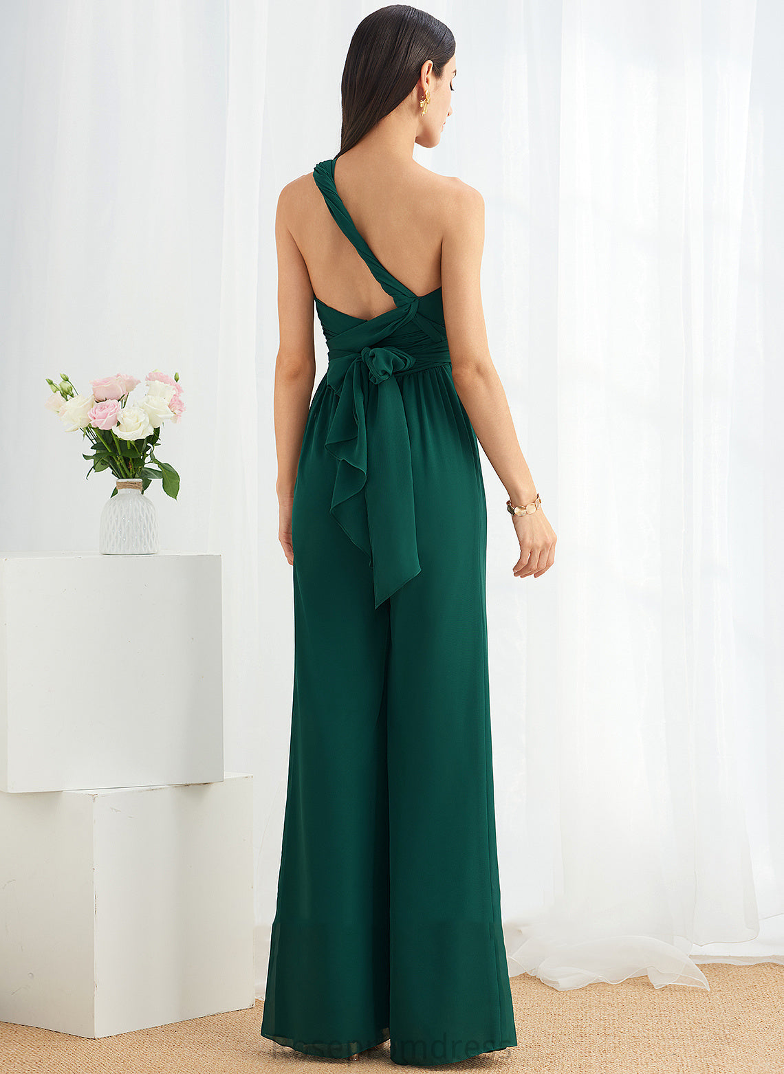 Straps Neckline Length Floor-Length V-neck Ruffle Halter HighNeck Embellishment Fabric One-Shoulder Theresa Bridesmaid Dresses