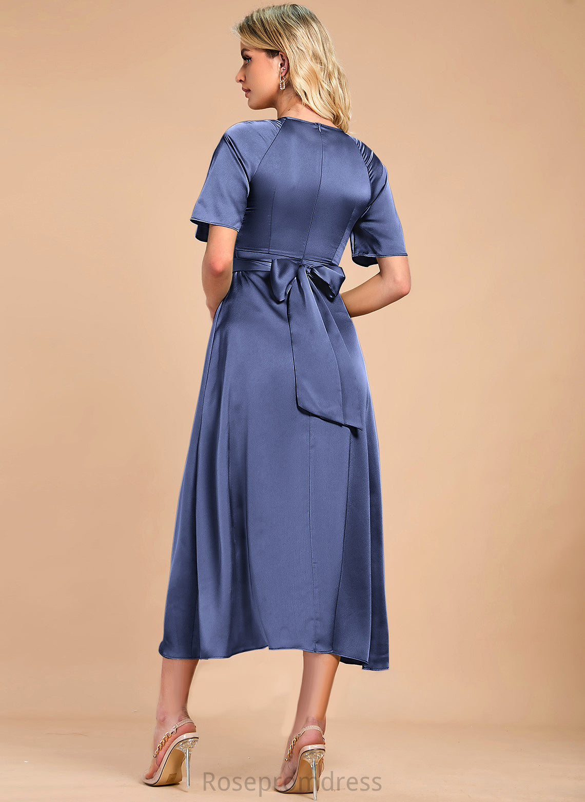 Cocktail A-Line Cocktail Dresses Dress Tea-Length Satin Madyson