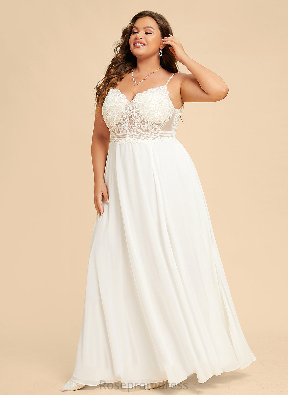 Lace Wedding Dresses Jemima Dress Floor-Length Chiffon A-Line Wedding V-neck