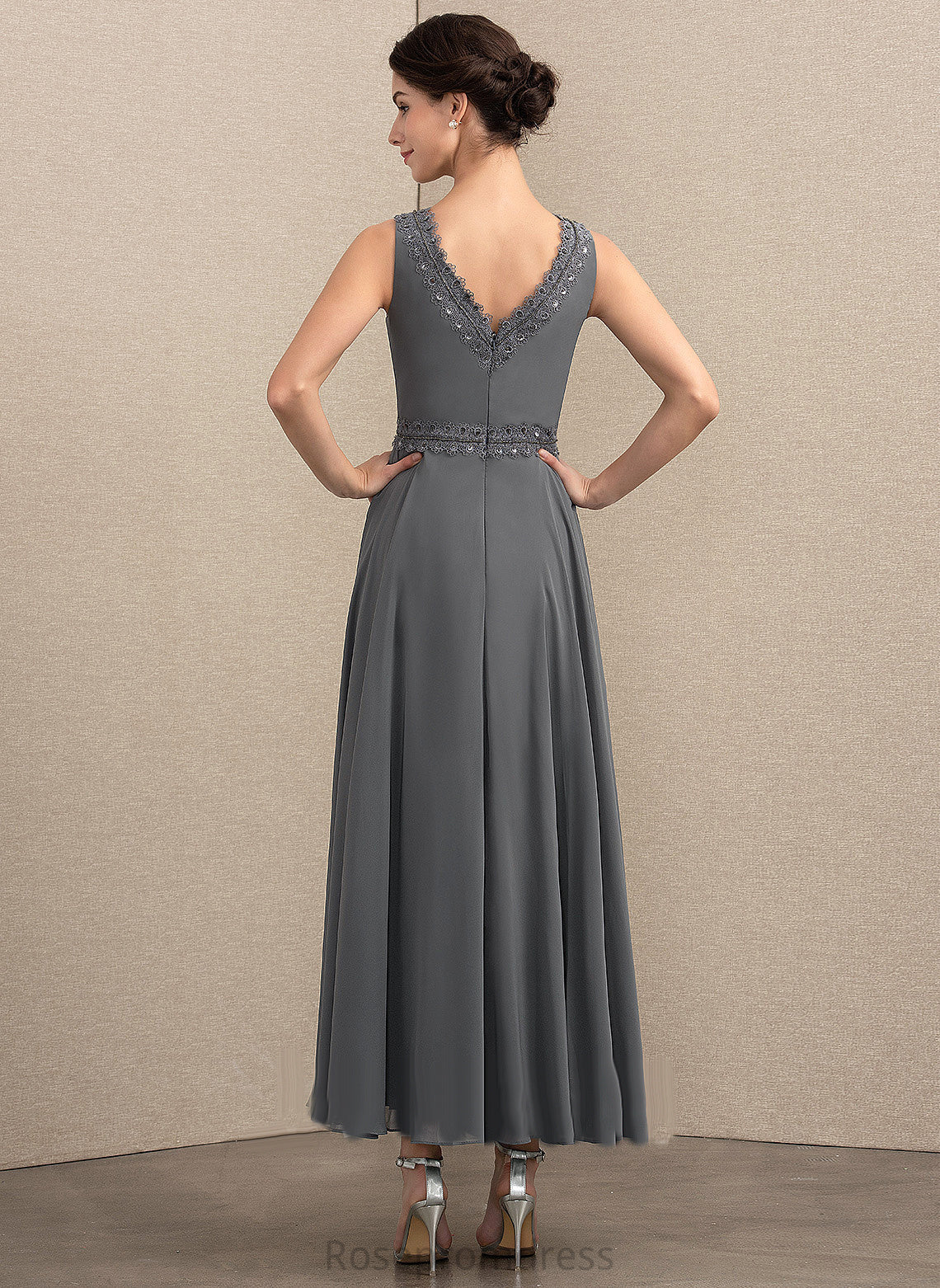 V-neck Dress With Chiffon Mother of the Bride Dresses Tatiana Beading of Mother A-Line Ankle-Length Bride the Sequins