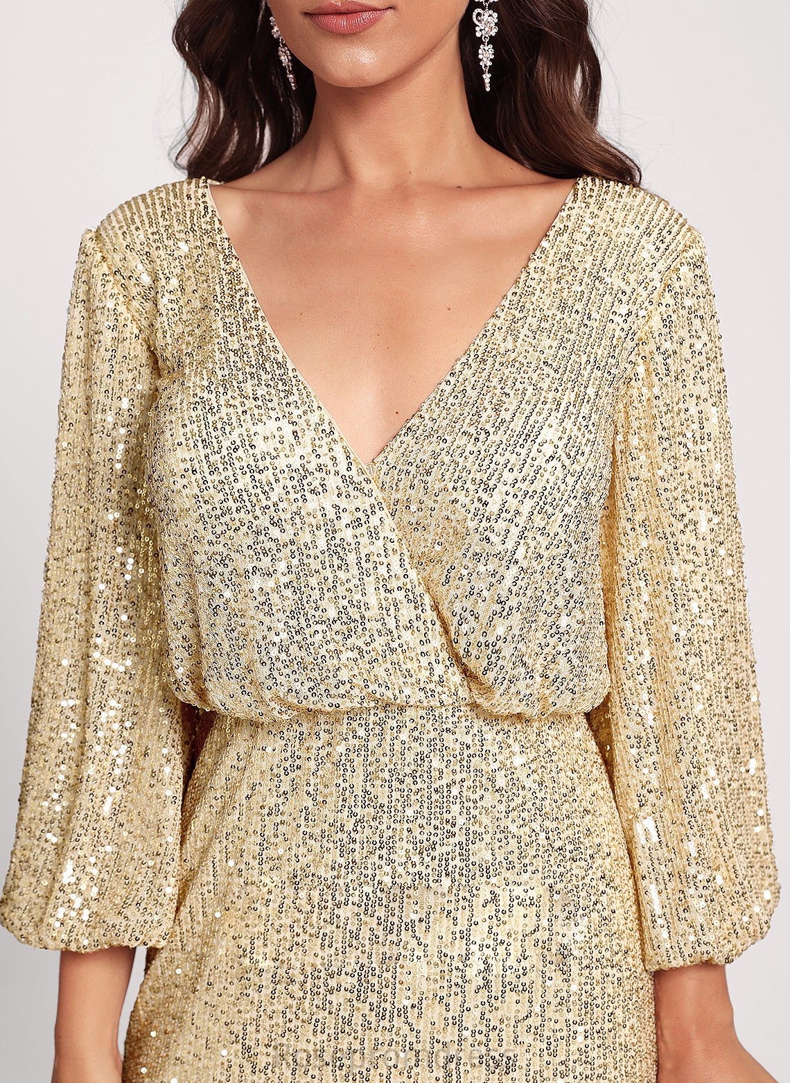 V-neck Club Dresses Sequined Dress Miah Cocktail Knee-Length Bodycon