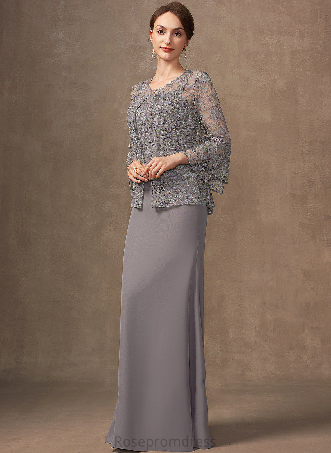 Bride Chiffon Joselyn Dress Floor-Length the Square Sheath/Column of Mother Neckline Lace Mother of the Bride Dresses